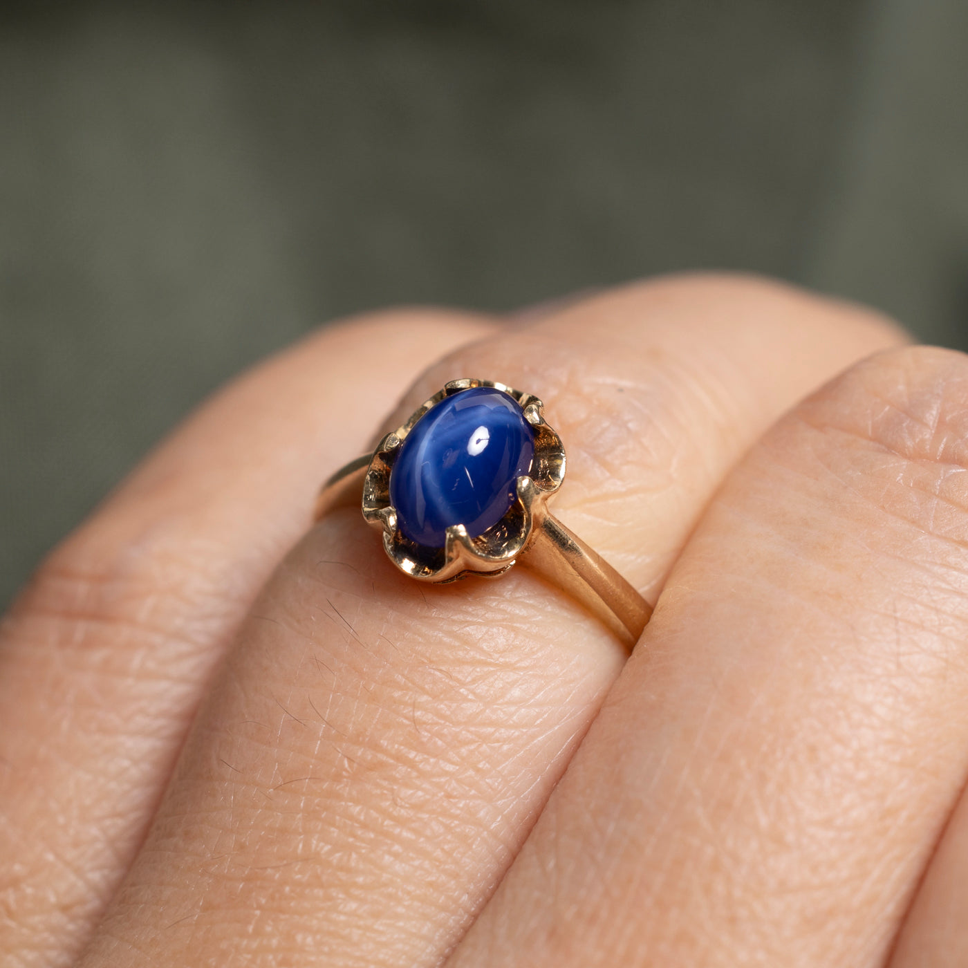 Synthetic Star Sapphire Textured Ring | SZ 5.25