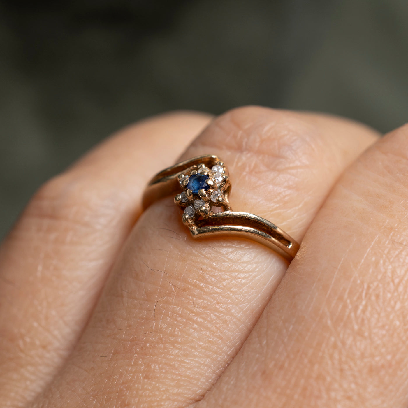 Diamond & Sapphire Petal Bypass Ring | SZ 6.75
