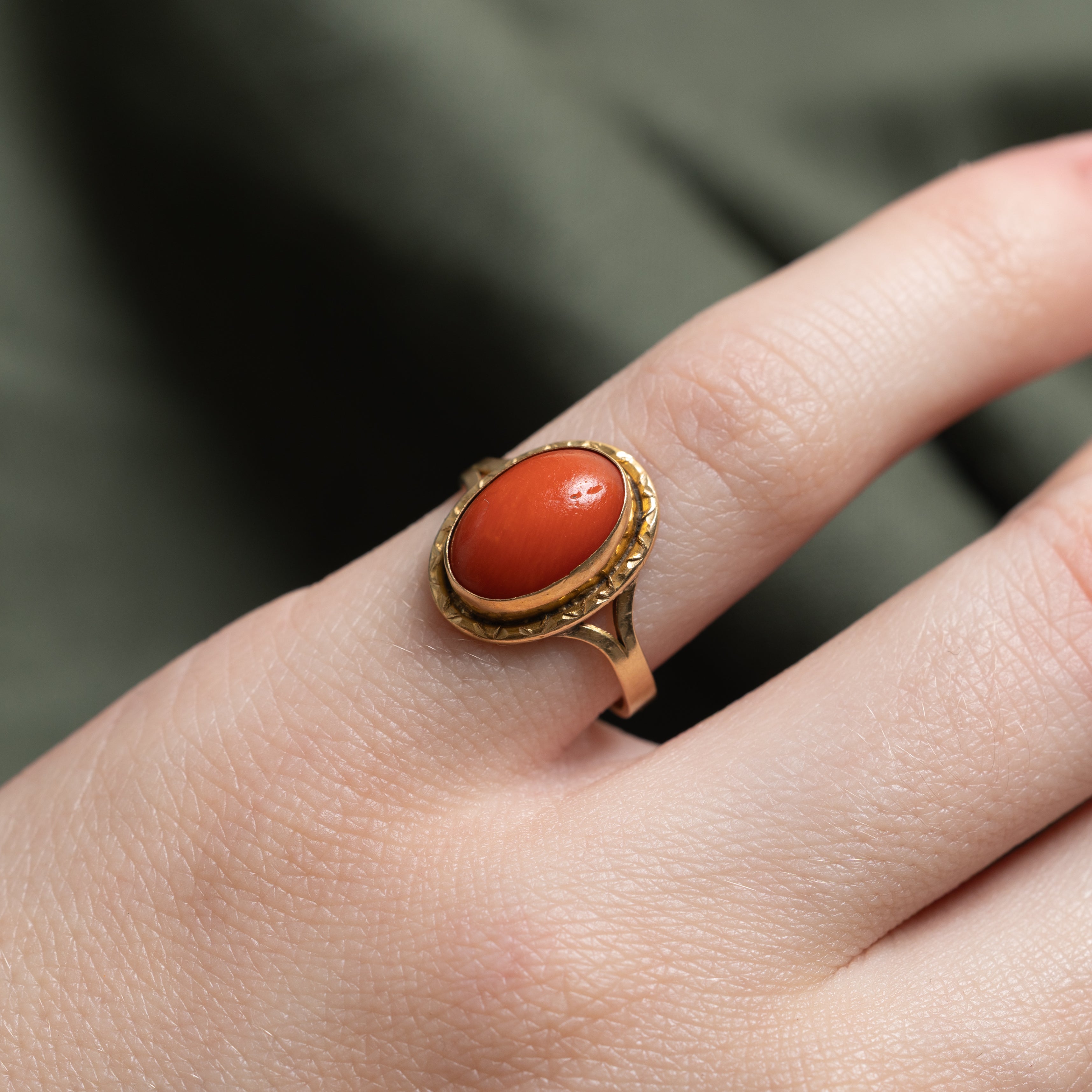 Vintage Coral Signet Ring | 2.15ct | SZ 11
