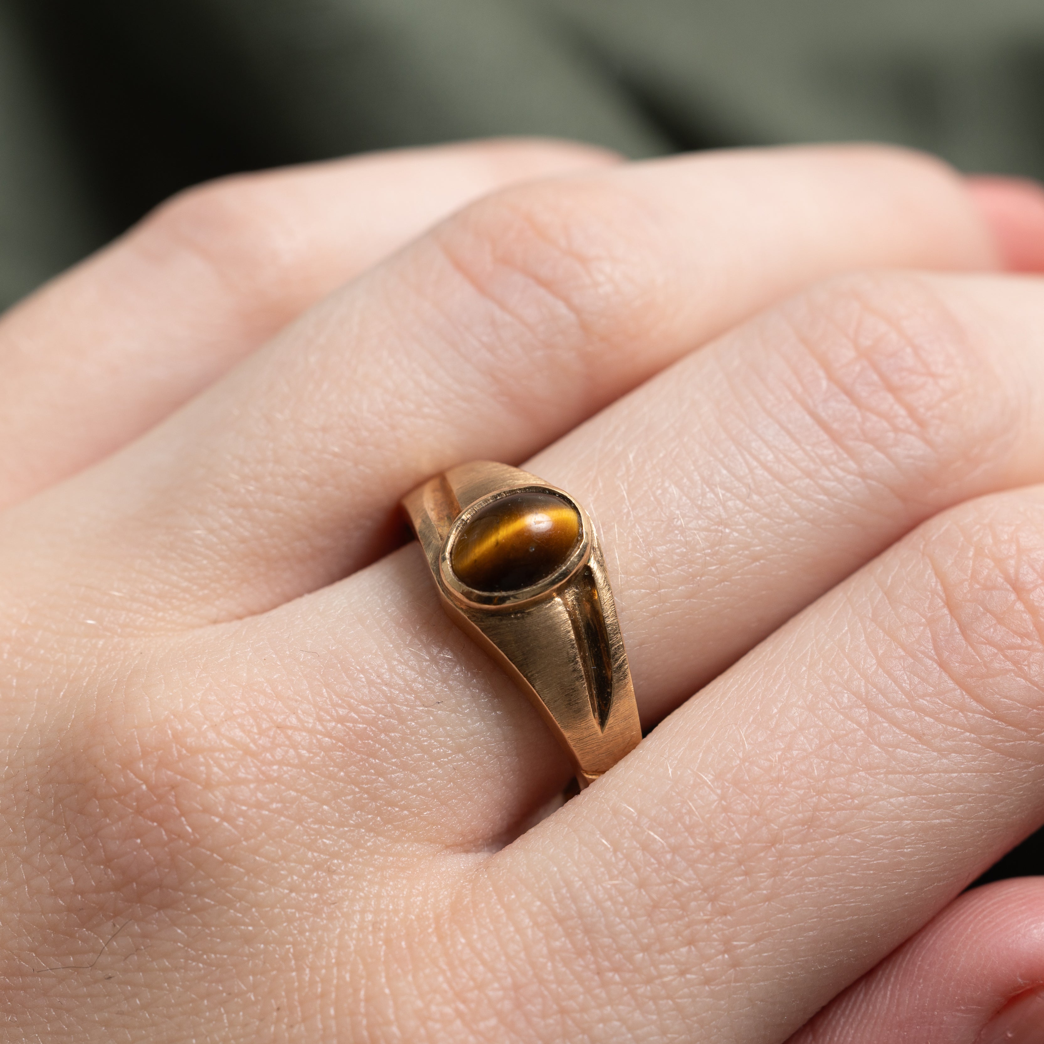 Bezel Set Tiger's Eye Ring | SZ 8.75