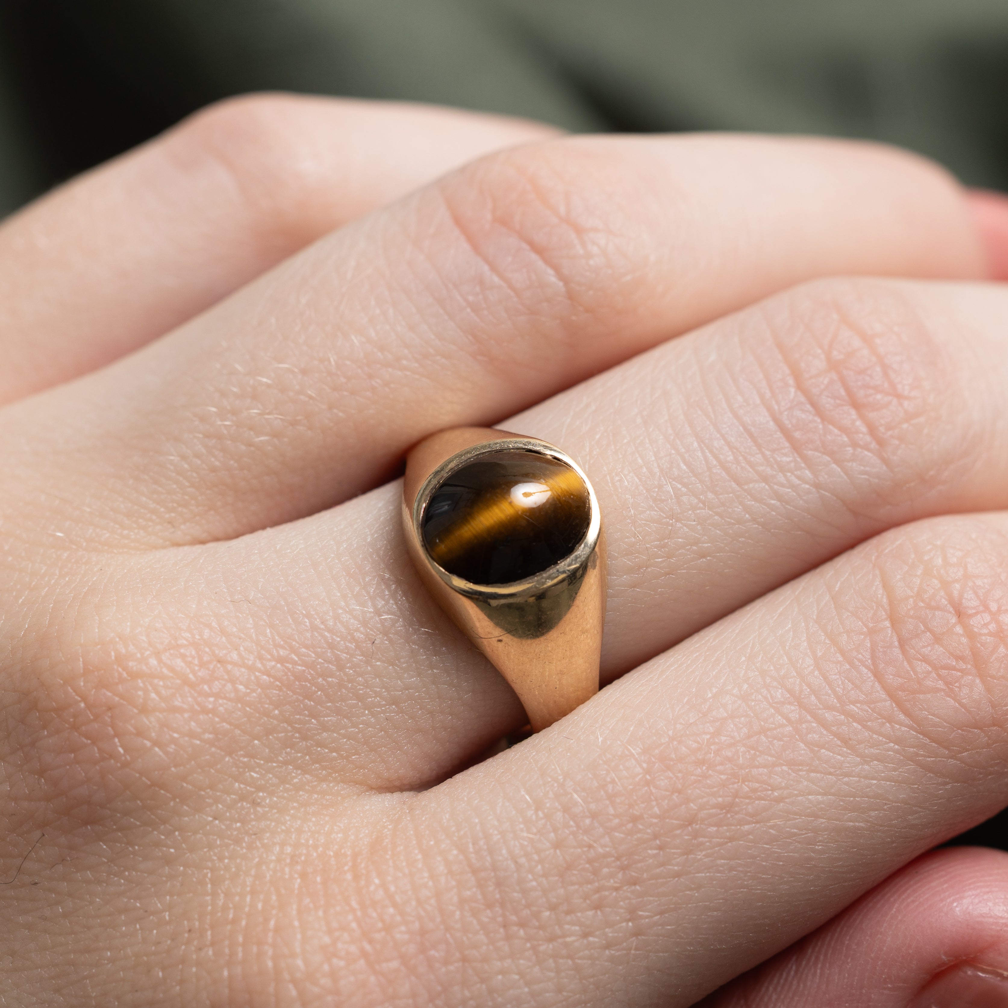 Bezel Set Tiger's Eye Dome Ring | SZ 9.25