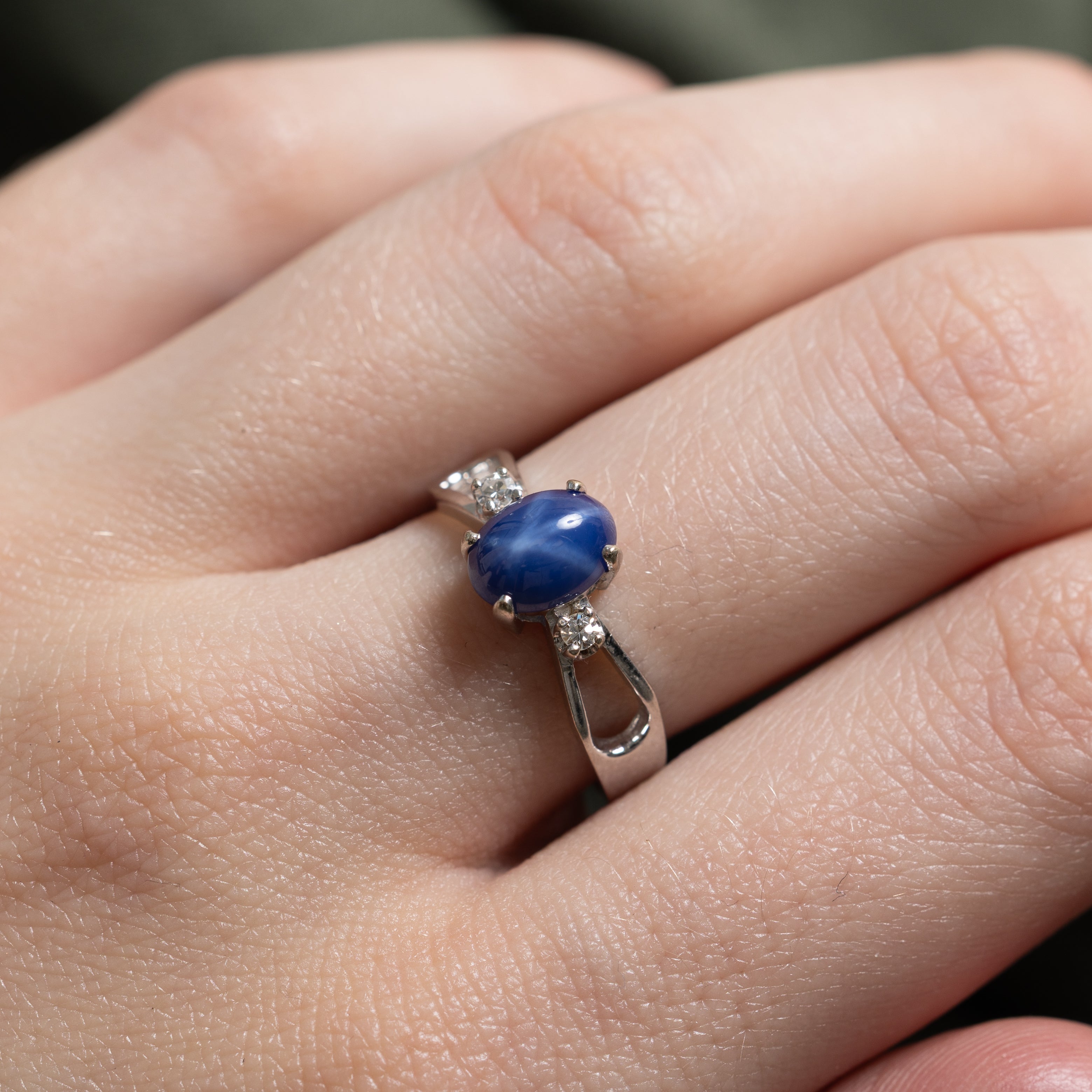 'Birks' Synthetic Star Sapphire & Diamond Ring | SZ 7