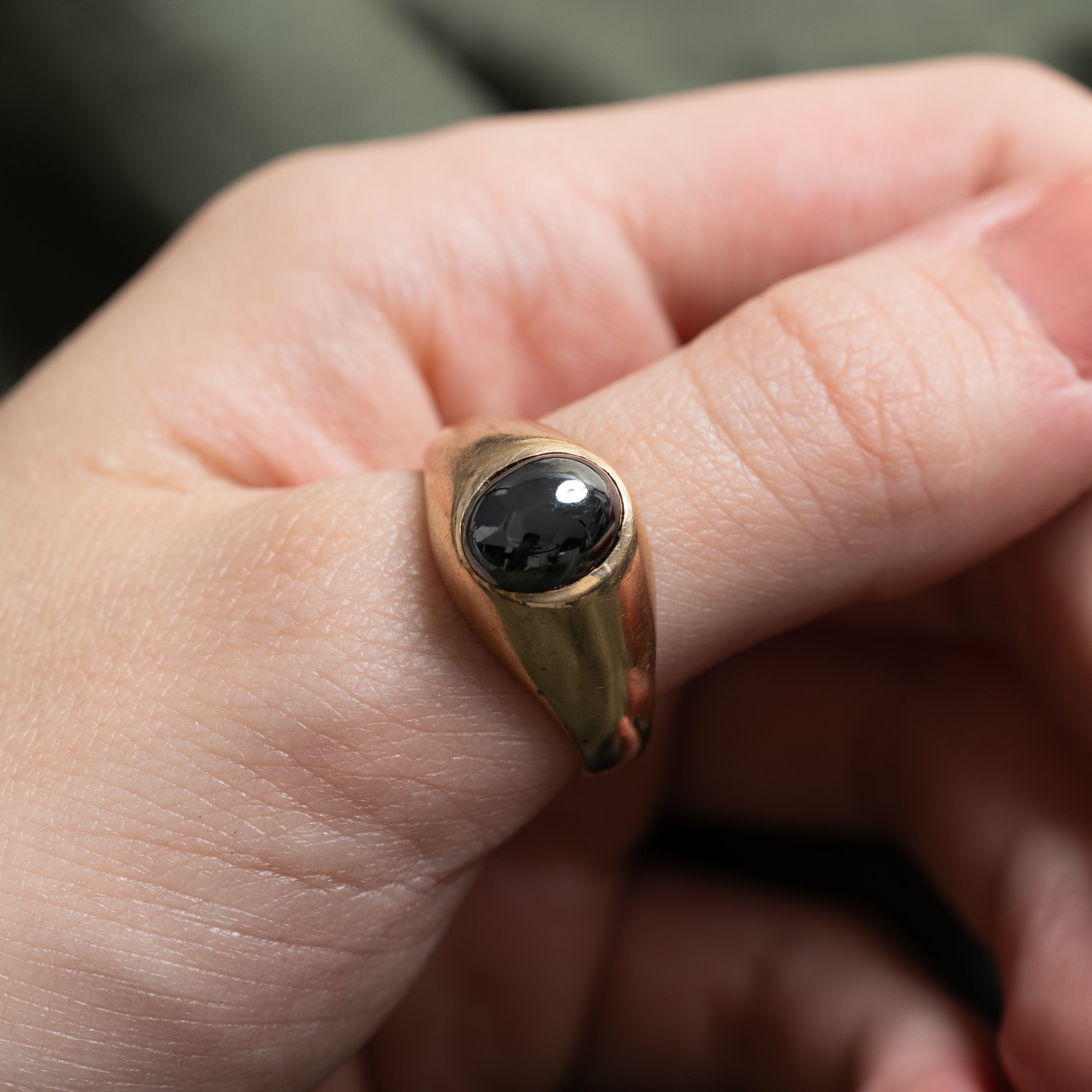 Cabochon Hematite Dome Ring | SZ 9.75