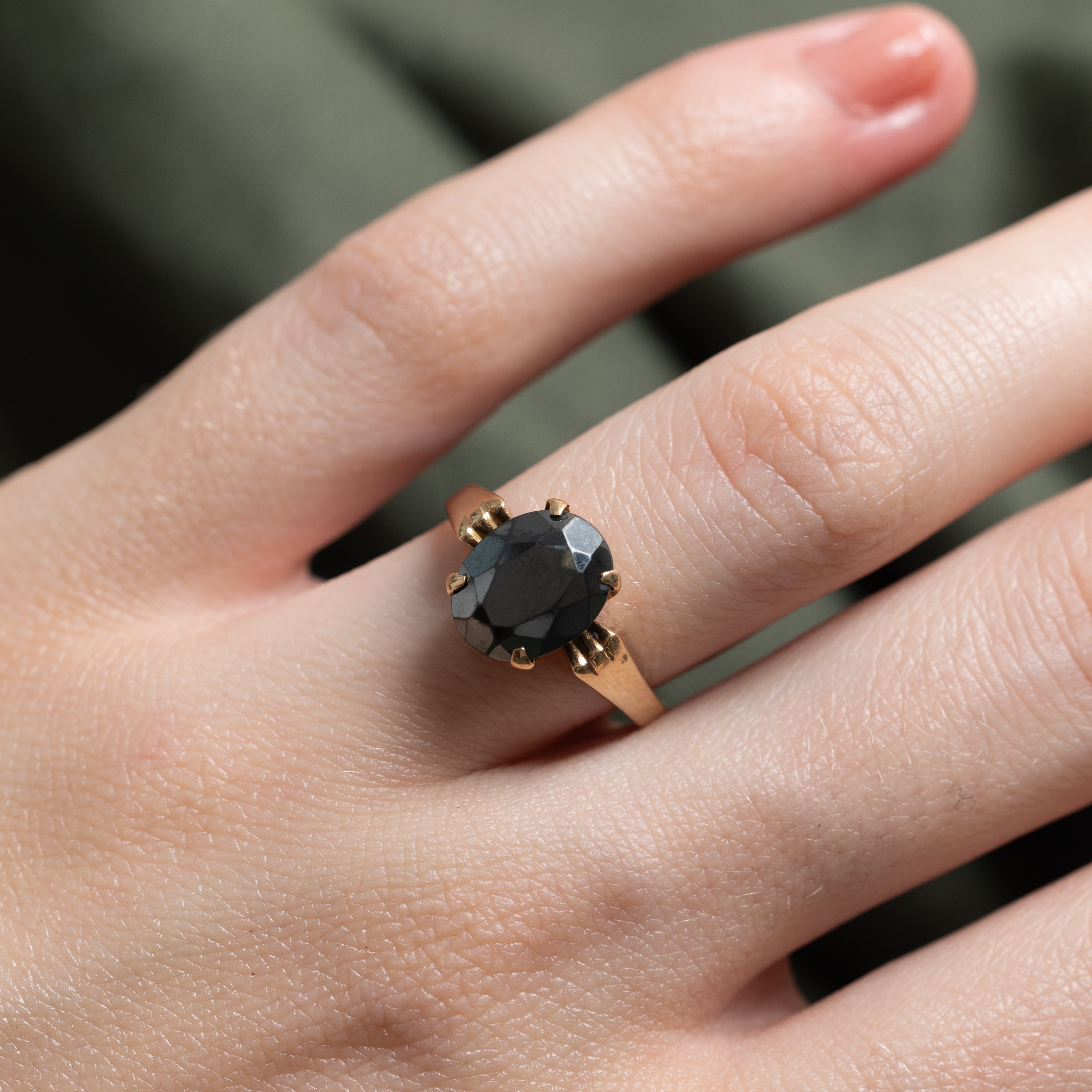 Oval Cut Hematite Ring | SZ 6