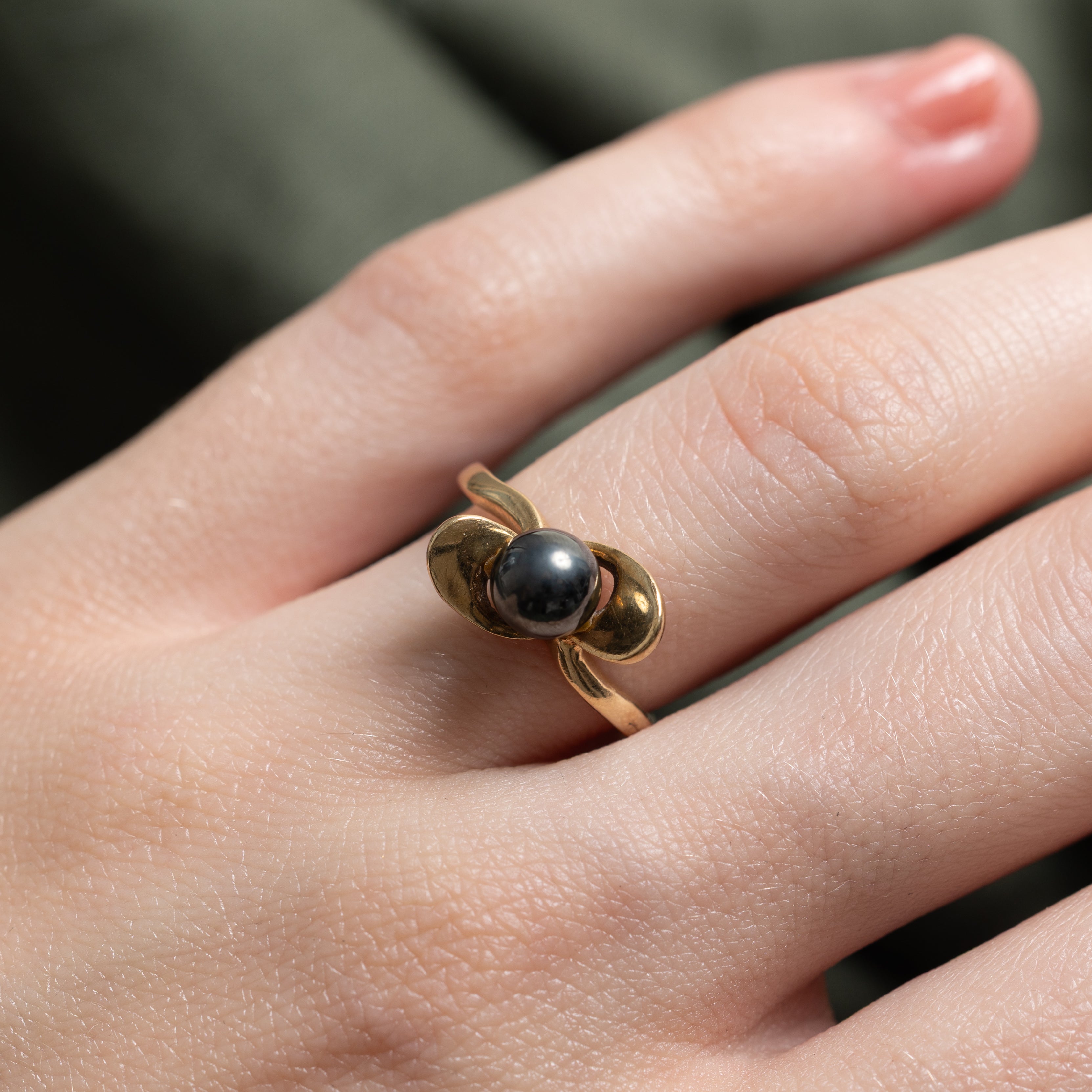 Hematite Sphere Bypass Ring | SZ 6