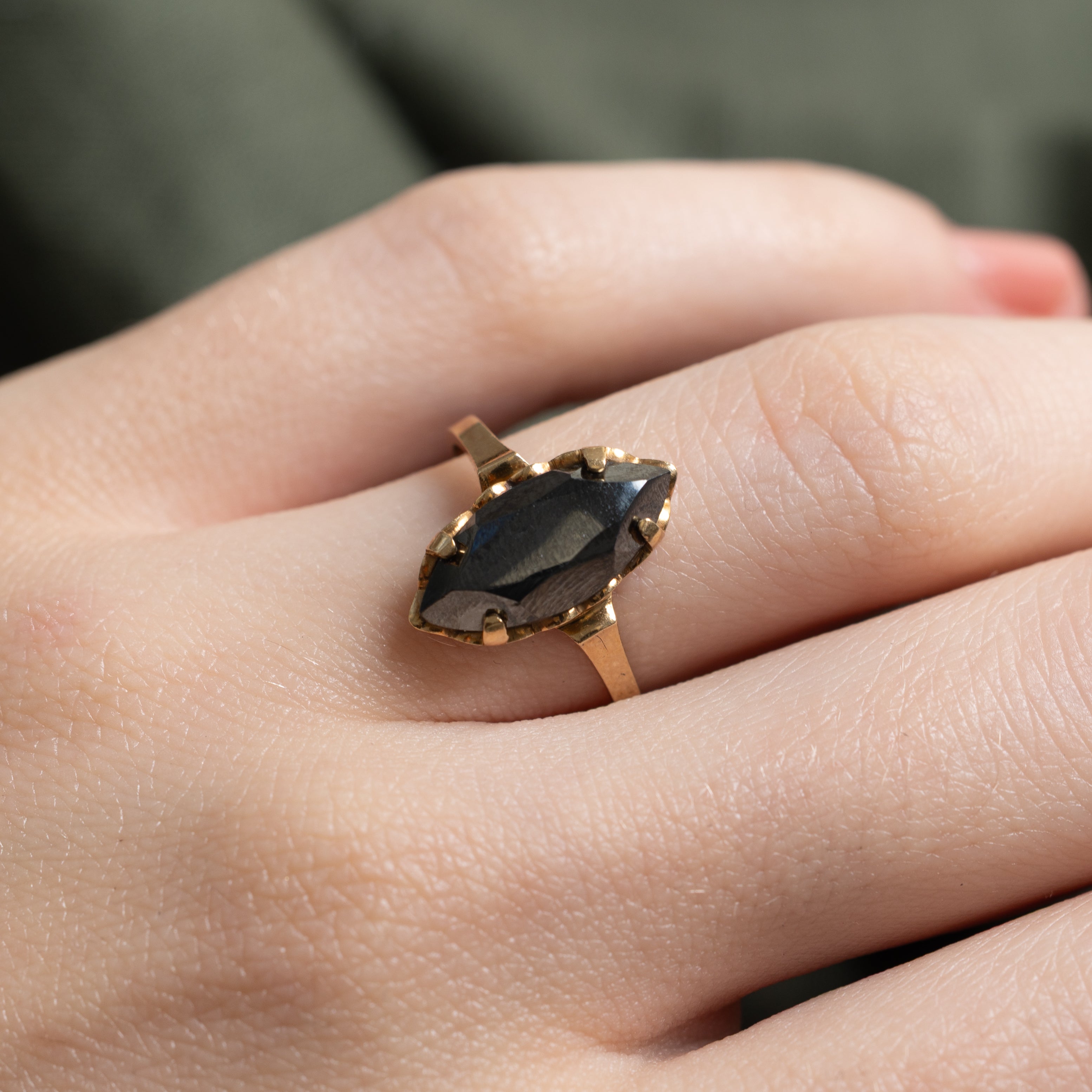 Hematite Navette Ring | SZ 6.25