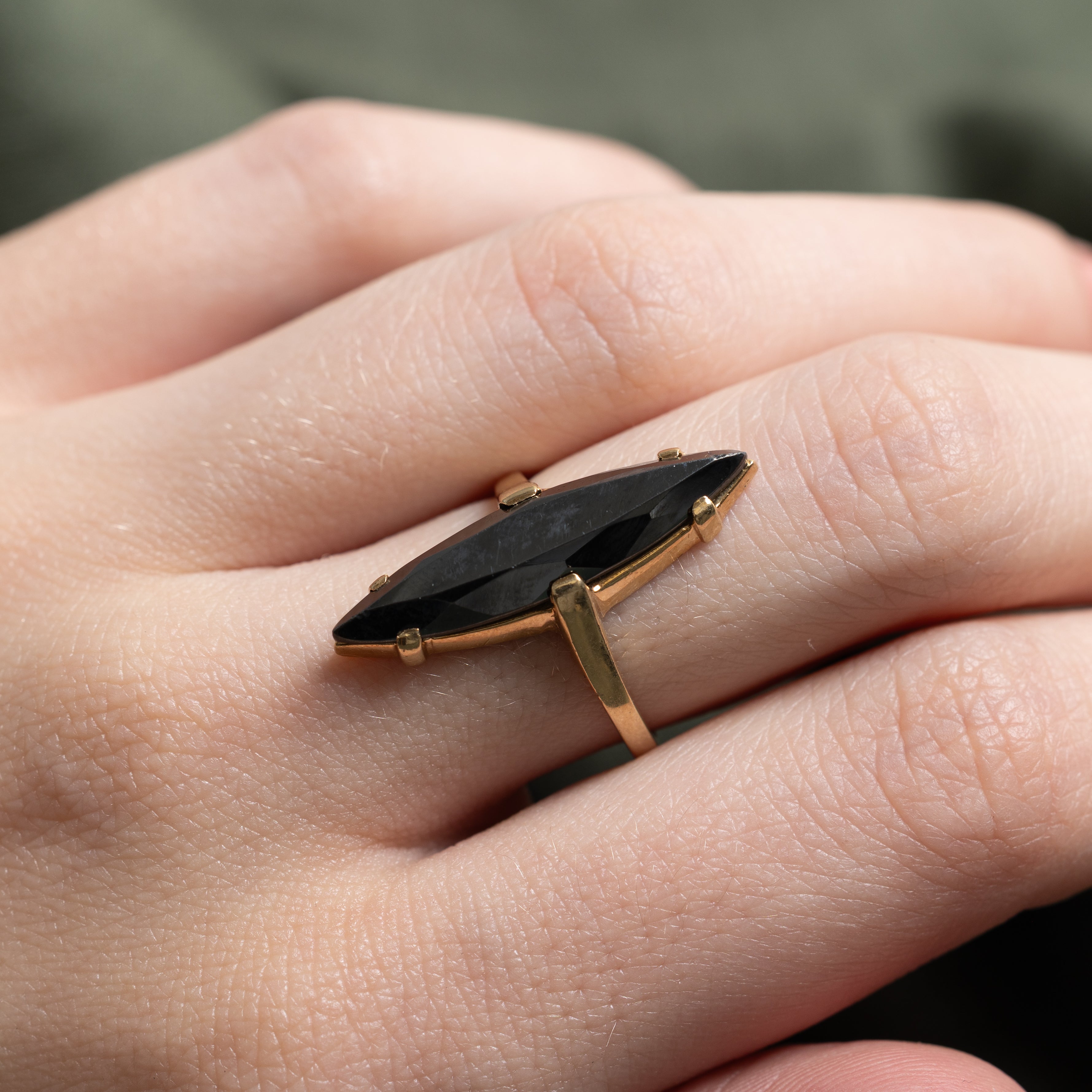 Hematite Navette Ring | SZ 6.75