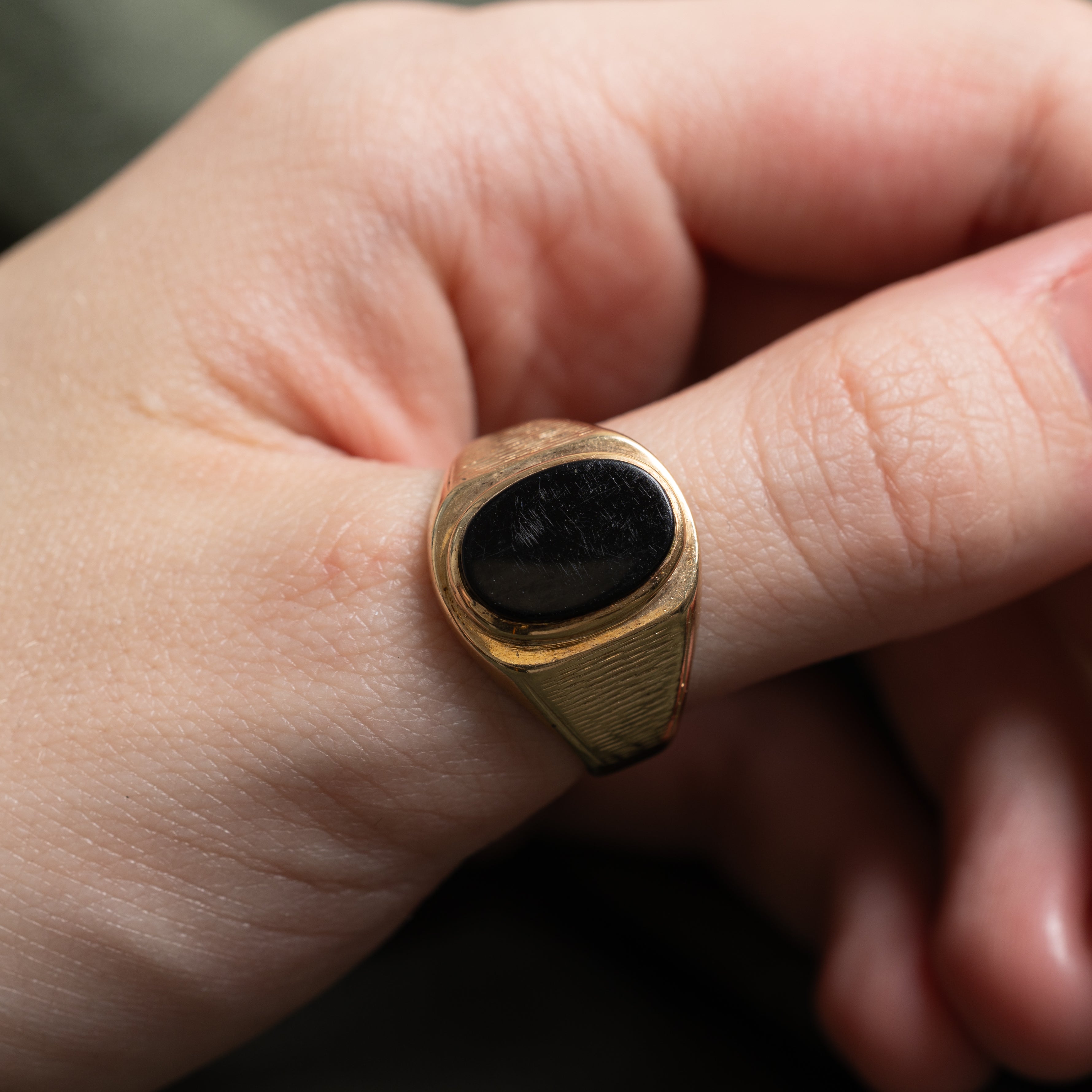 Onyx Textured Signet Ring | SZ 9.75