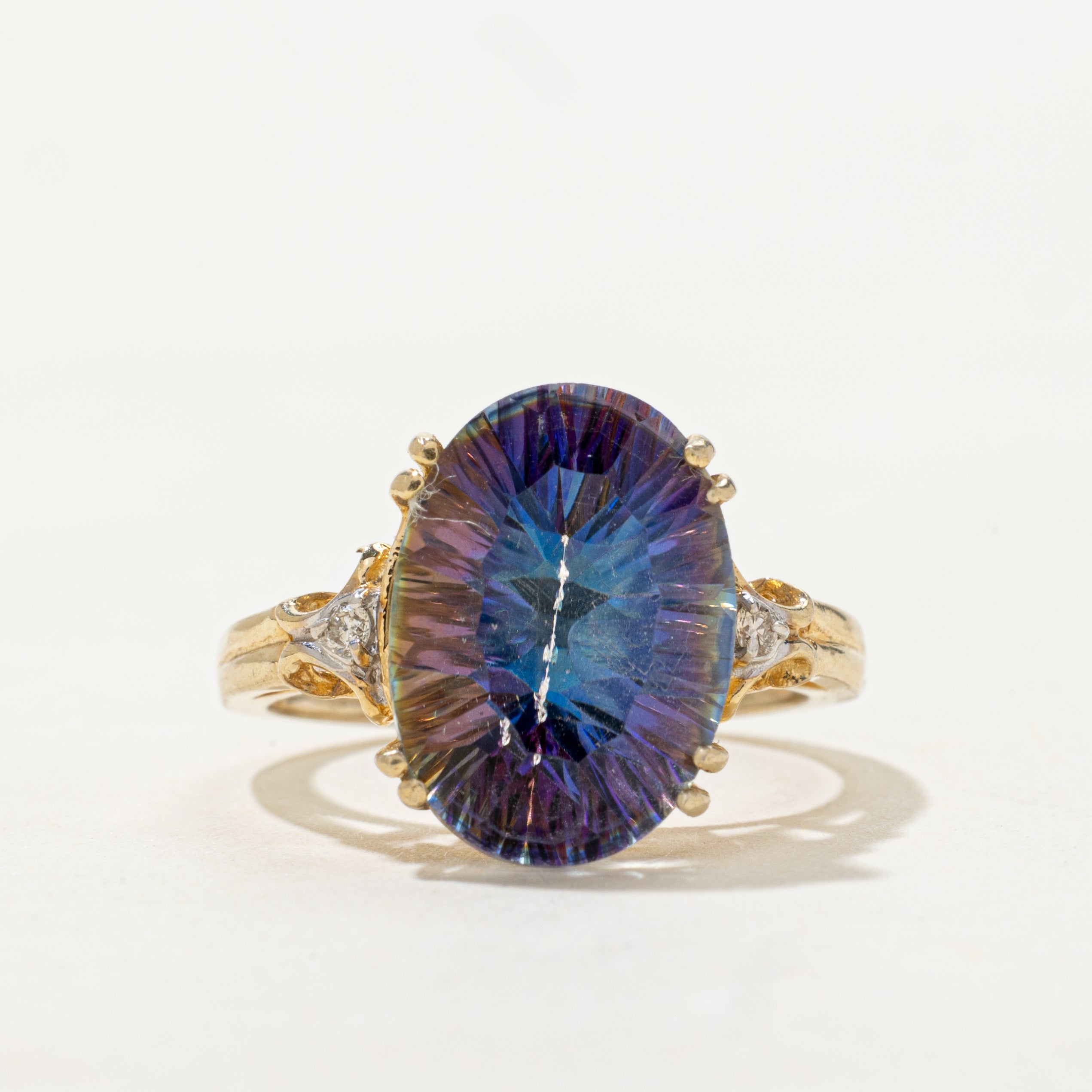 Oval Cut Mystic Topaz & Diamond Cocktail Ring | SZ 6