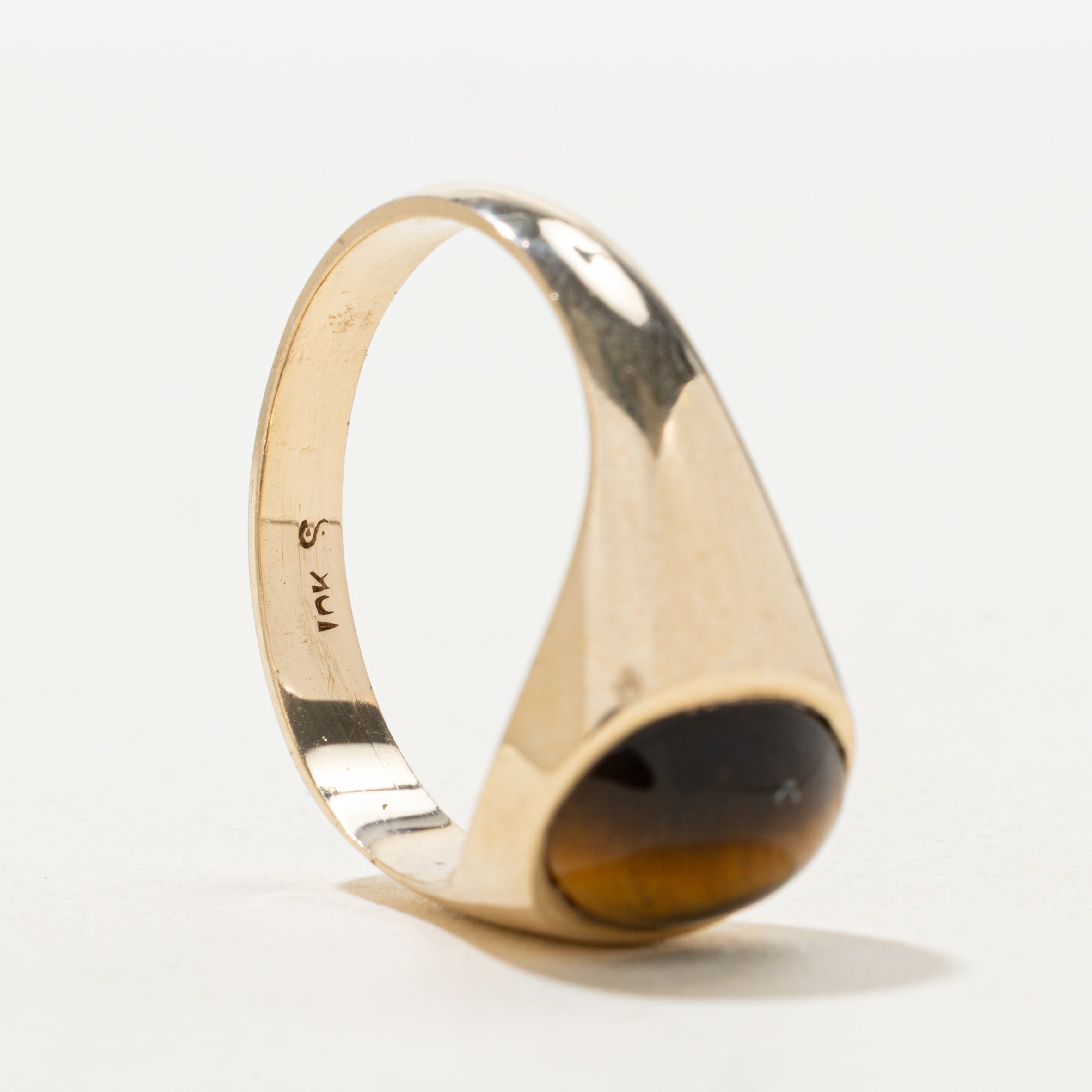 Bezel Set Tiger's Eye Dome Ring | SZ 9.25