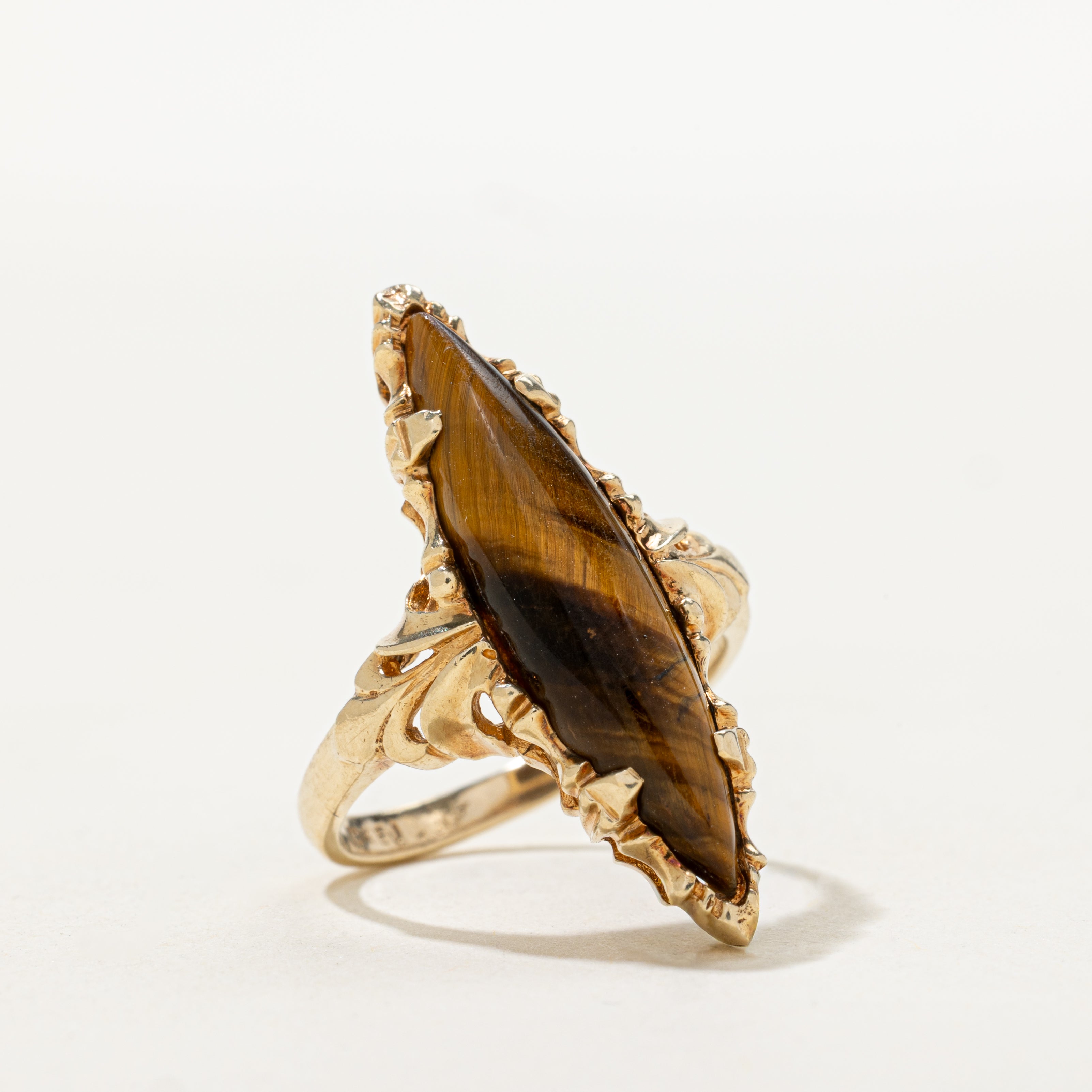 Tiger's Eye Navette Ring | SZ 6.5
