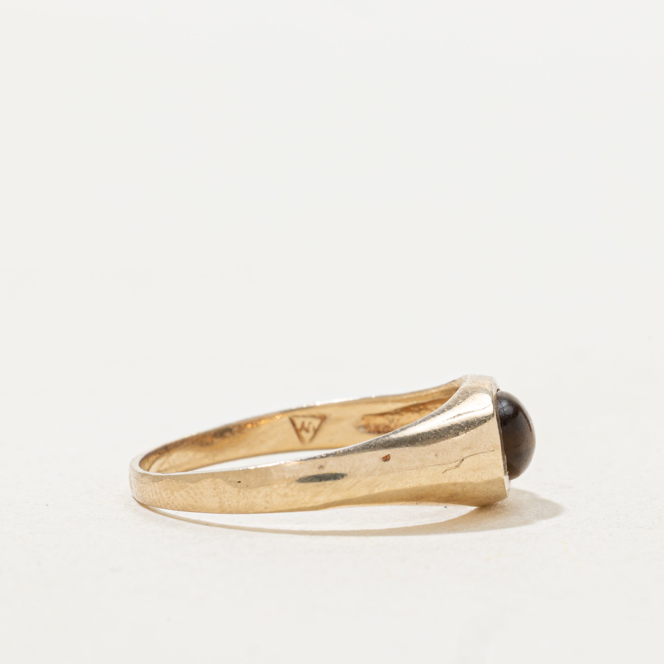 Bague dôme œil de tigre cabochon est-ouest | Taille 5,25