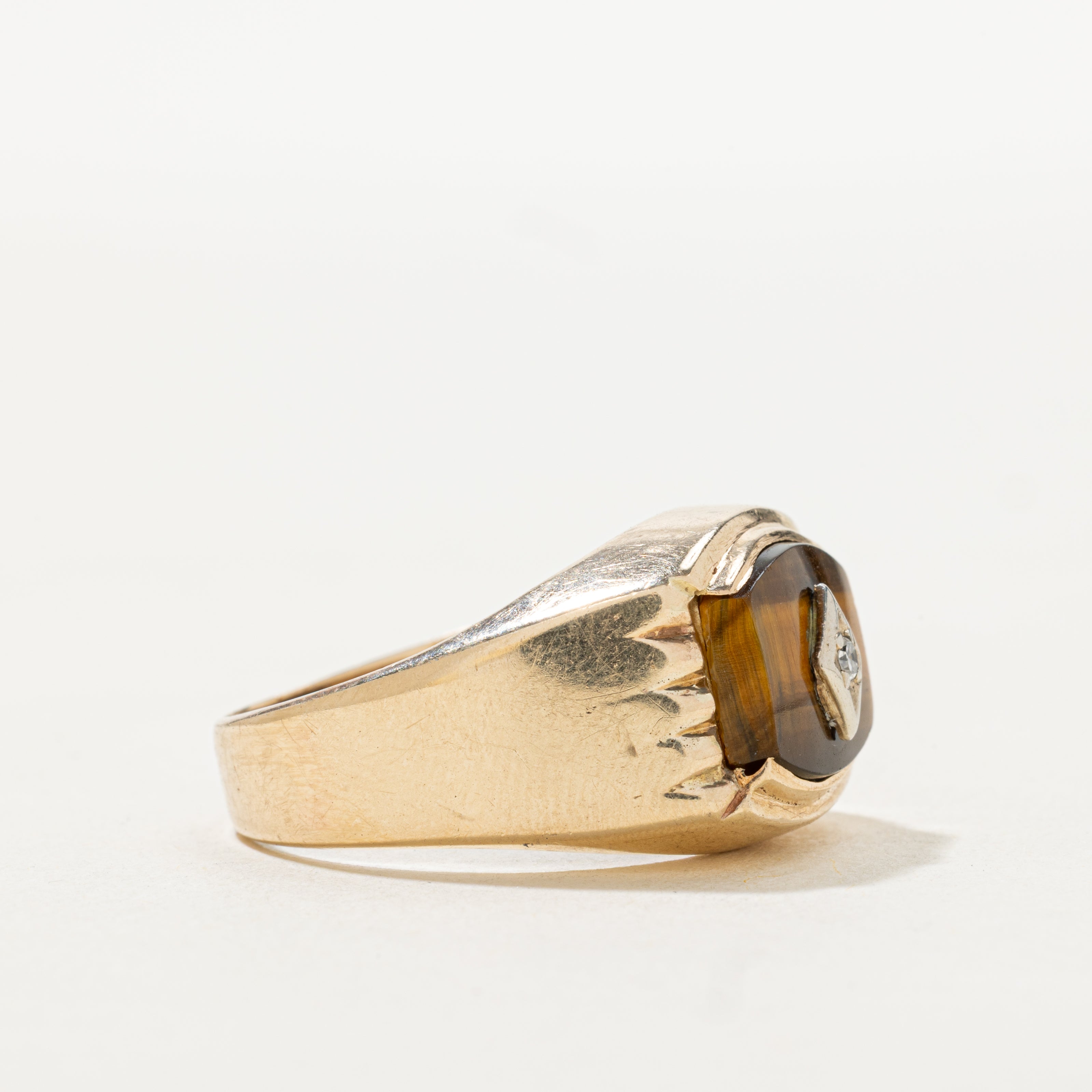 Chevalière en diamant et œil de tigre | Taille 10