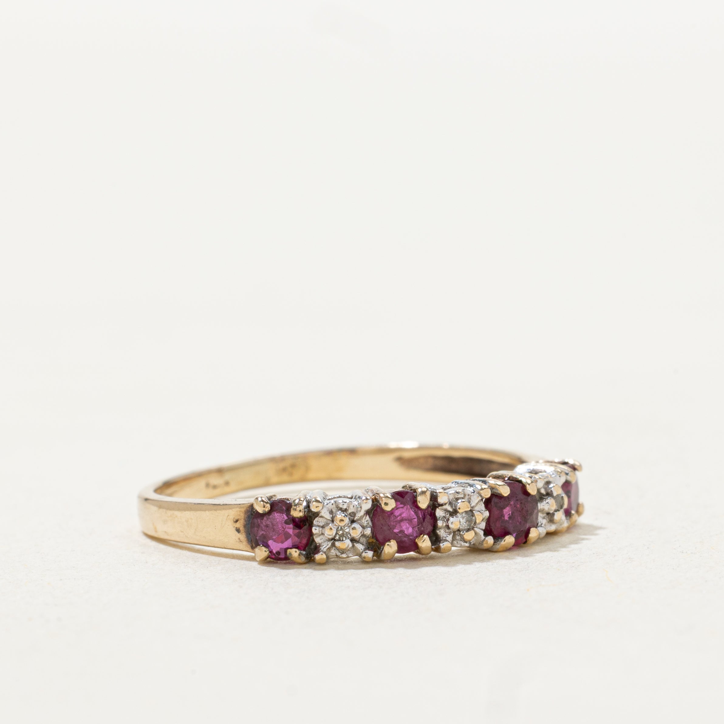 Semi Eternity Diamond & Ruby Band | SZ 7.5