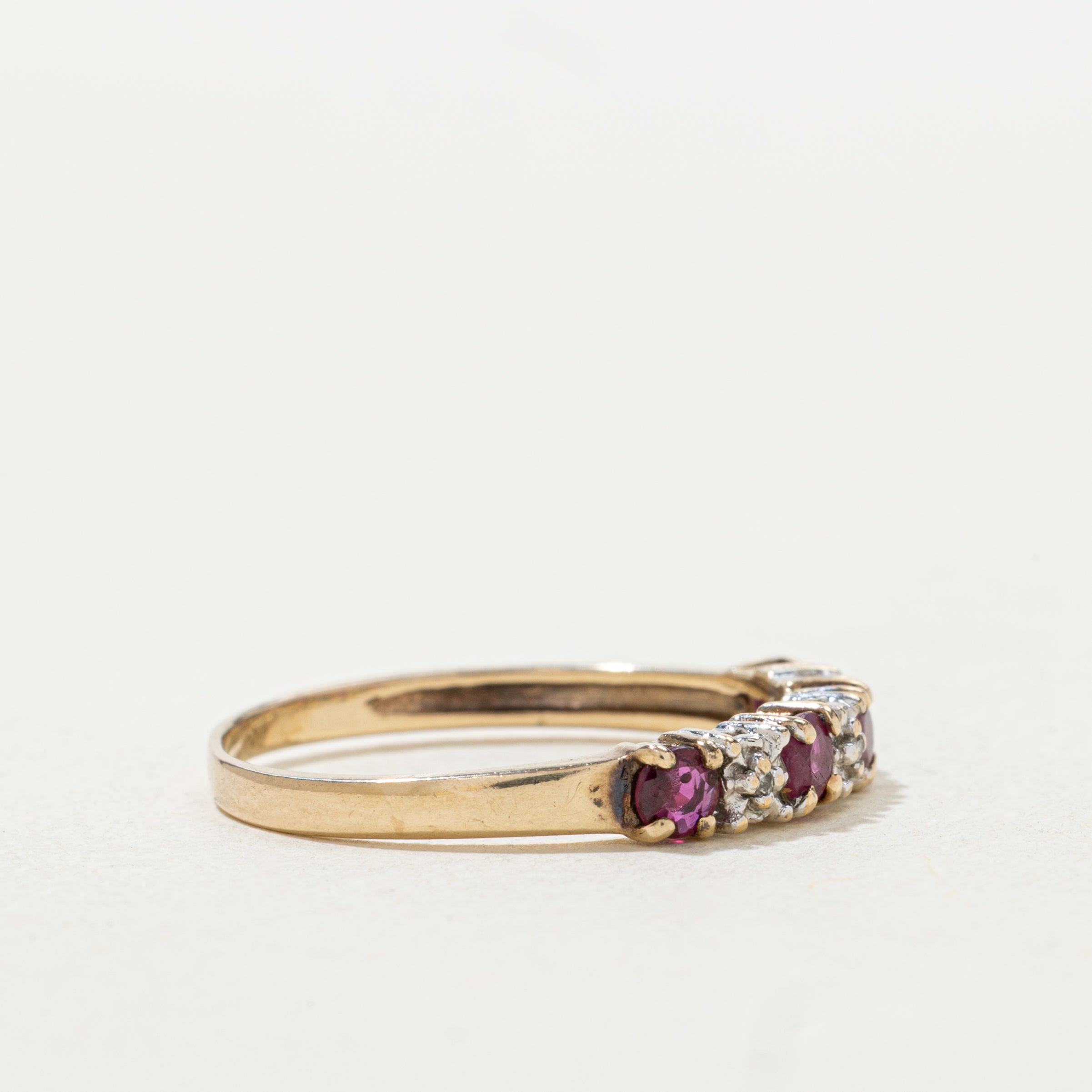 Semi Eternity Diamond & Ruby Band | SZ 7.5