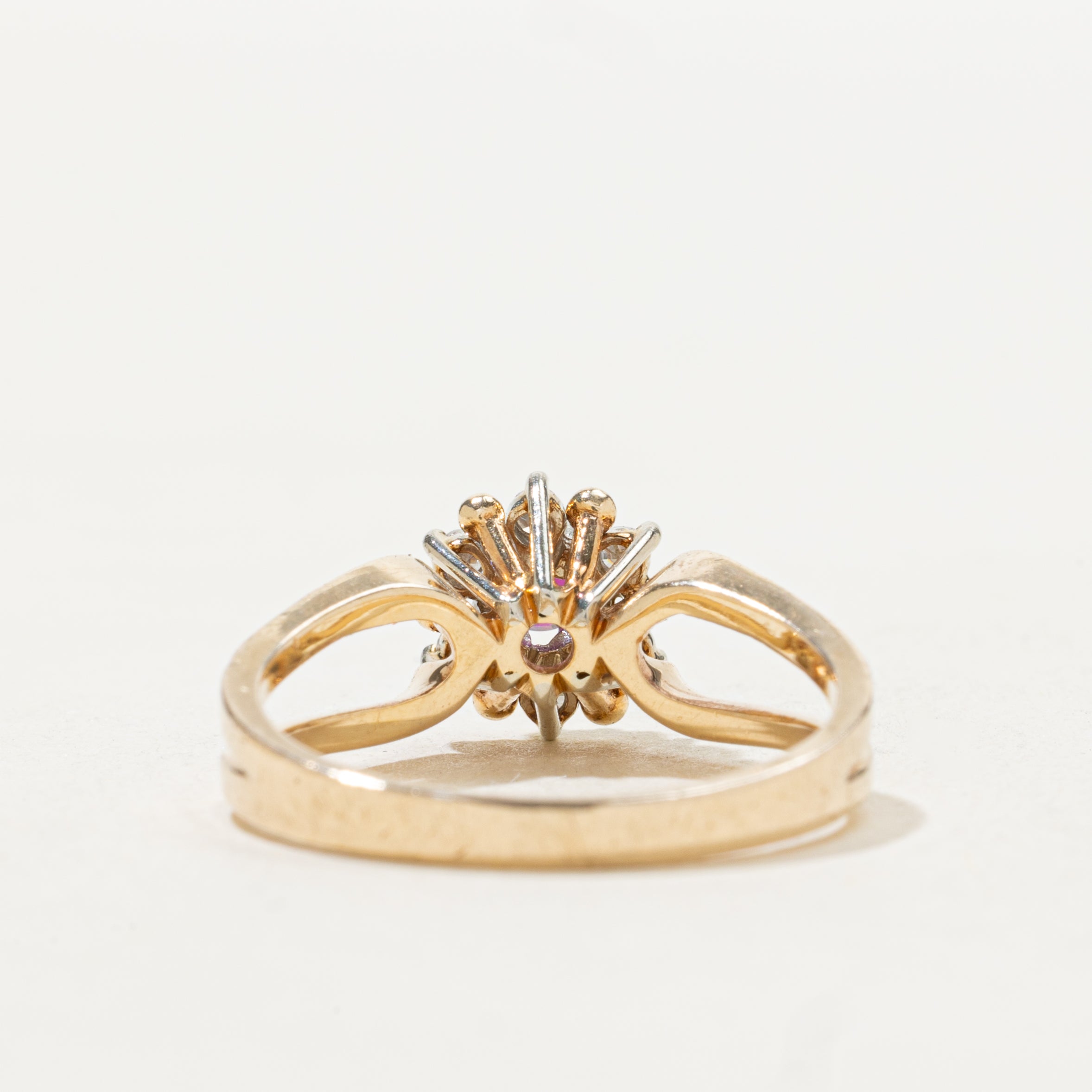 Ruby & Diamond Petal Open Shank Ring | SZ 7.25