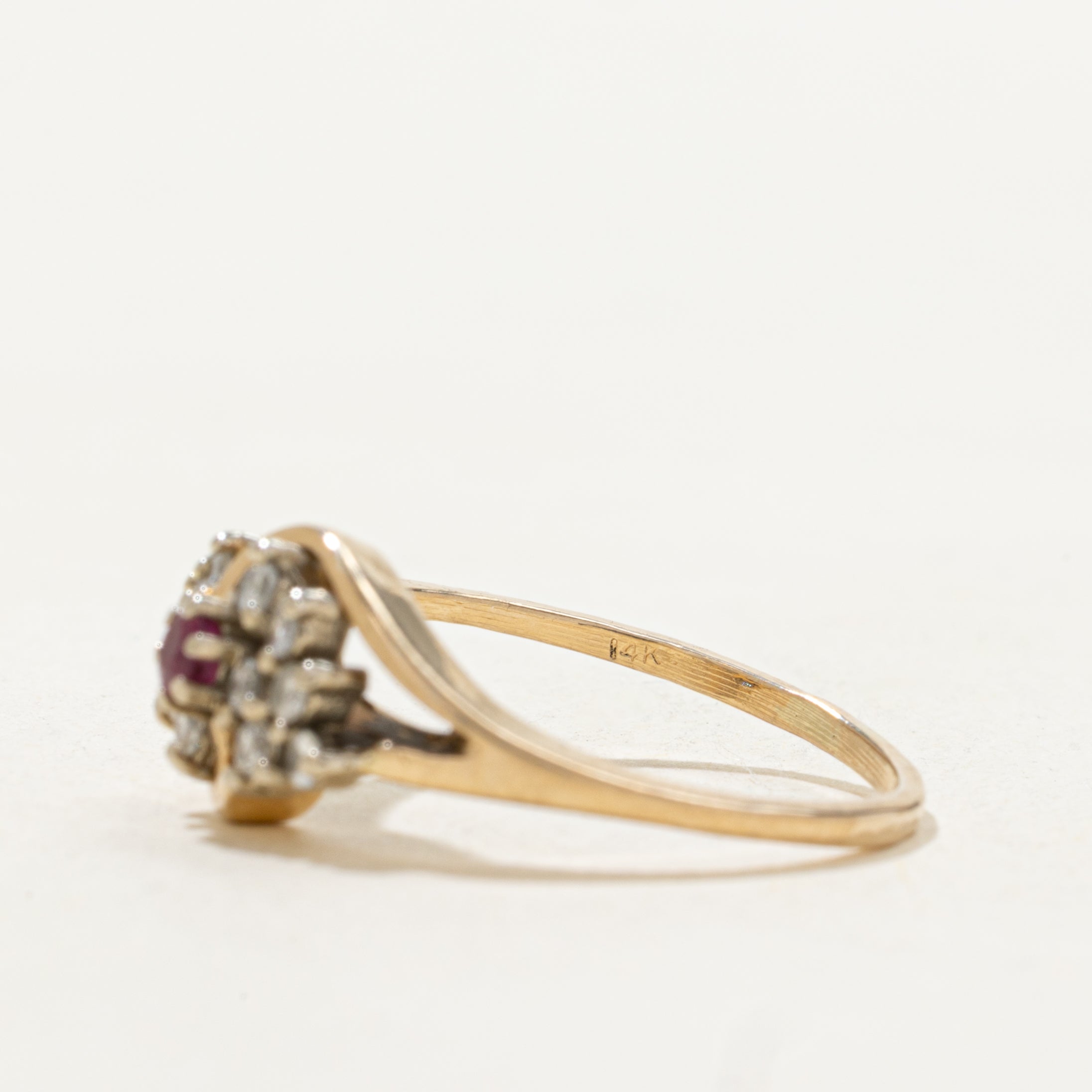 Ruby & Diamond Cluster Bypass Ring | SZ 6.5