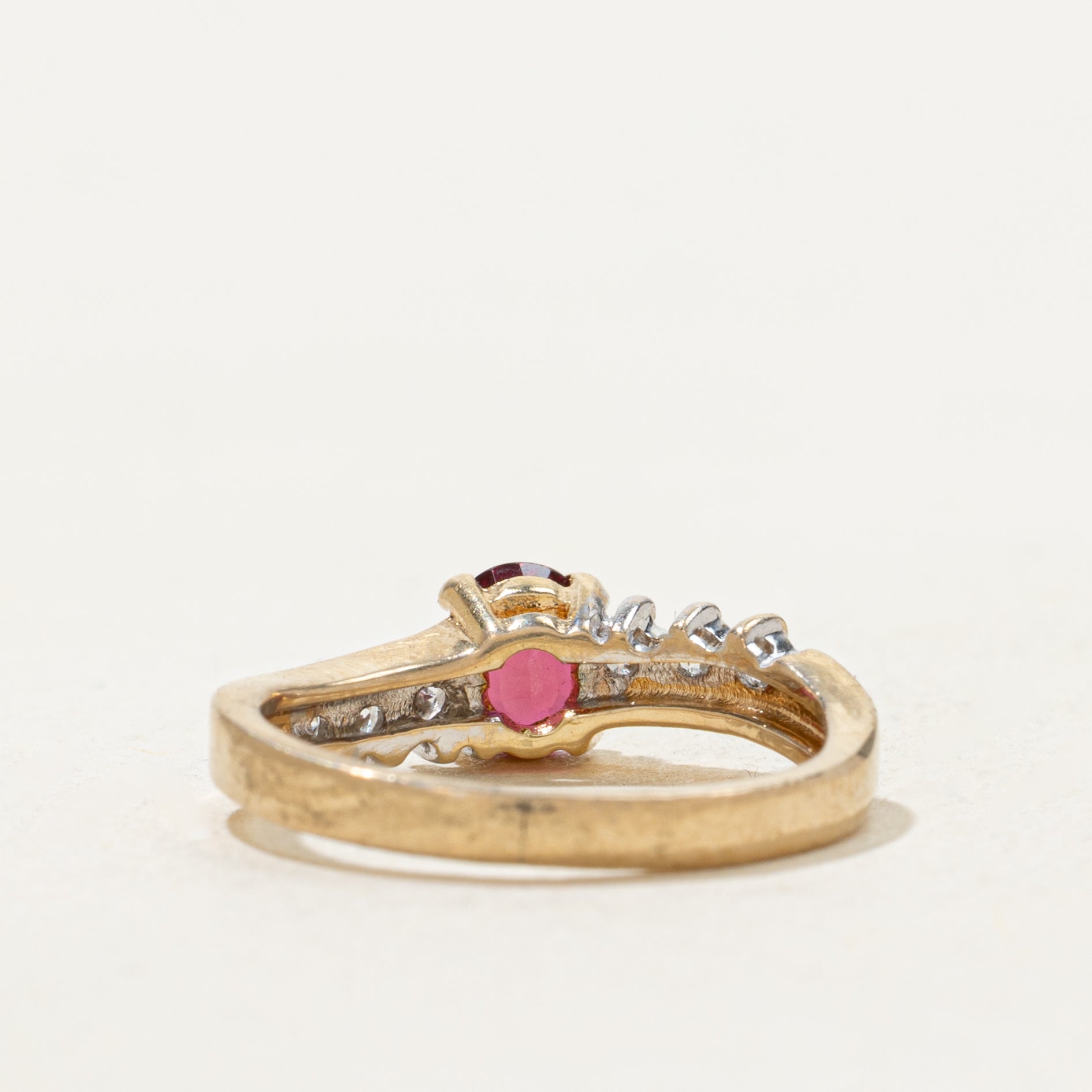 Oval Cut Ruby & Diamond Wave Ring | SZ 2.25