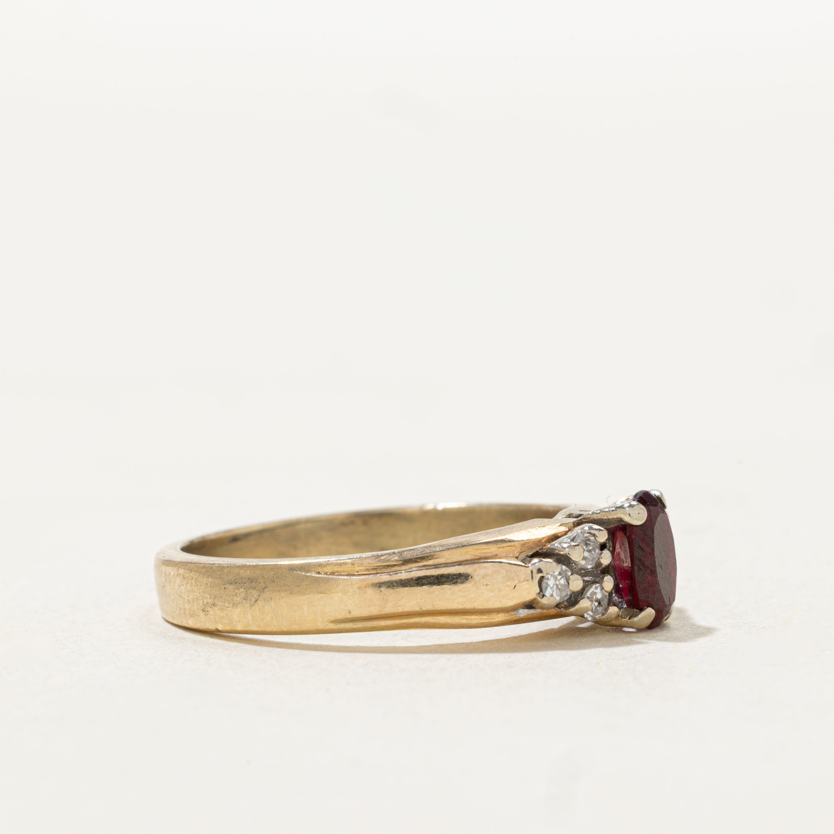 Oval Cut Ruby & Diamond Accented Ring | SZ 7.75