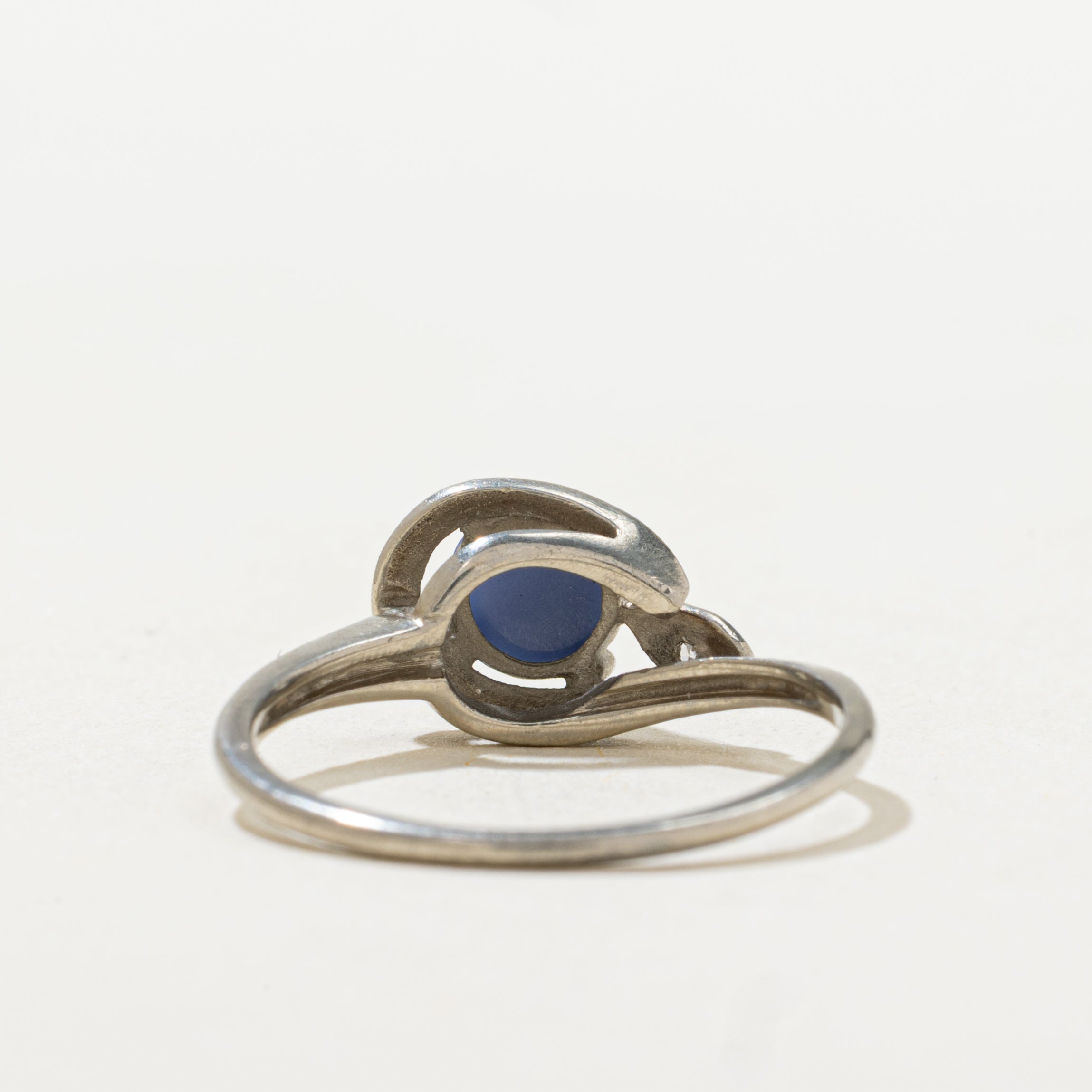 Cabochon Synthetic Star Sapphire & Natural Diamond Ring | SZ 5.25