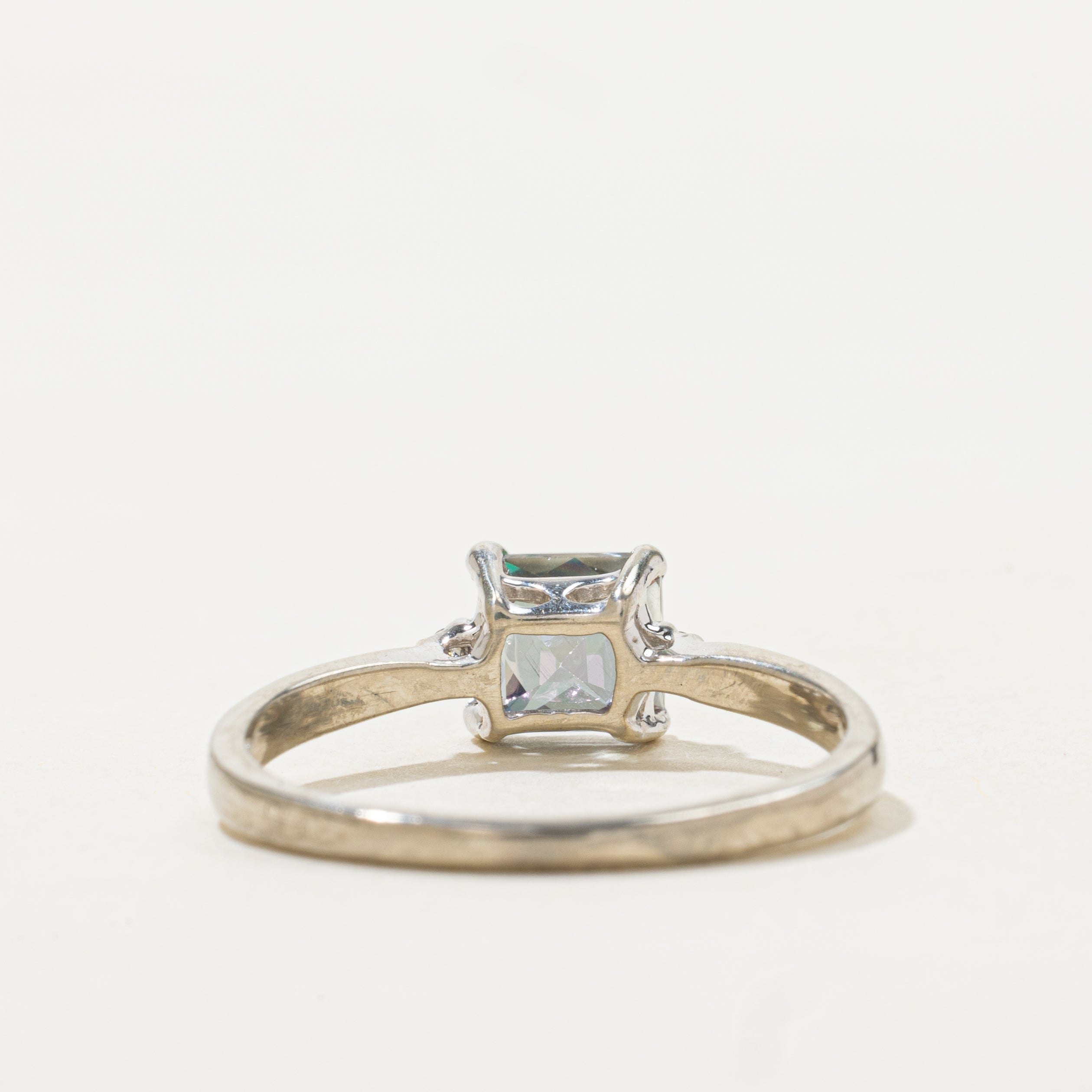 Square Cut Mystic Topaz & Diamond Ring | SZ 8.5