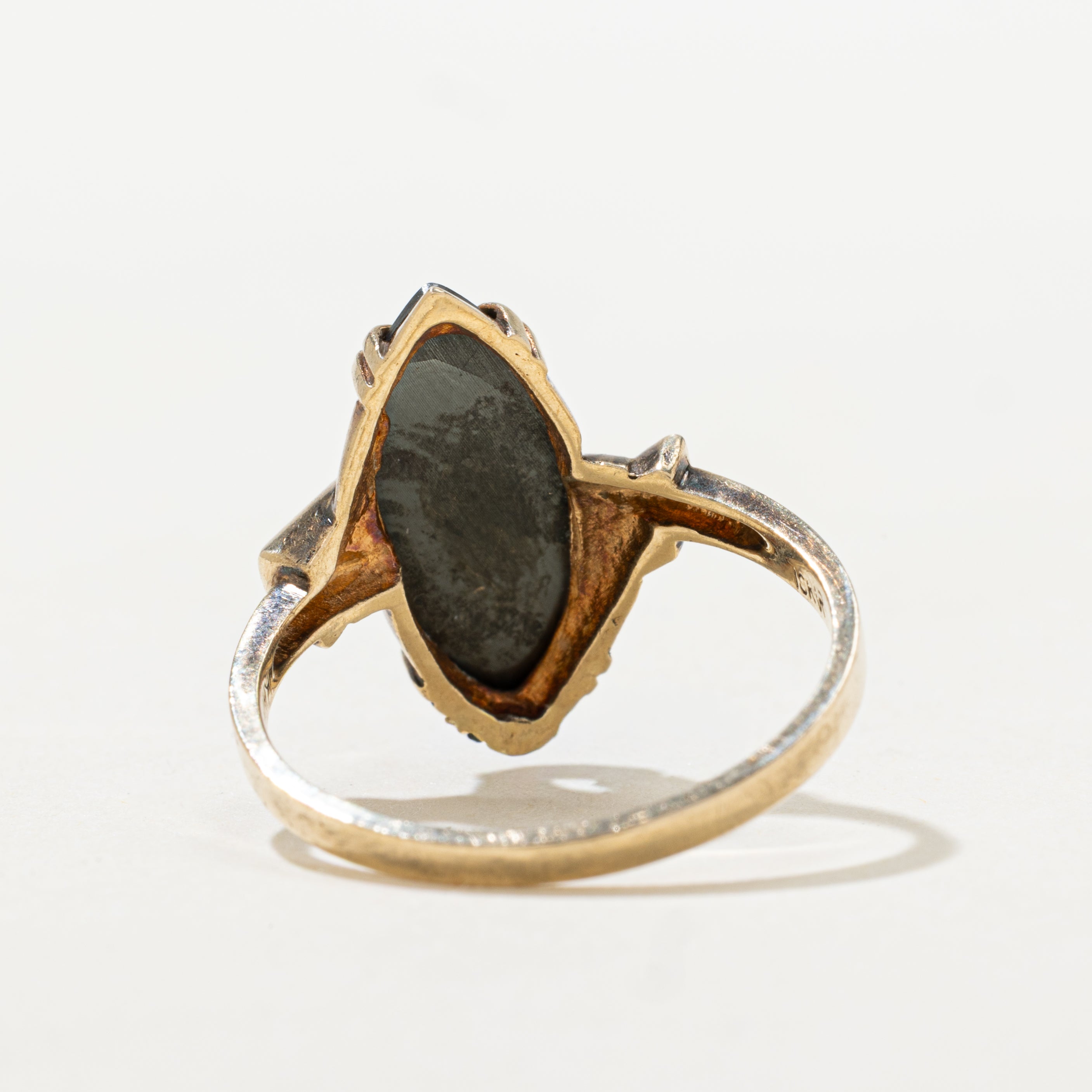 Hematite Bypass Navette Ring | SZ 6.25