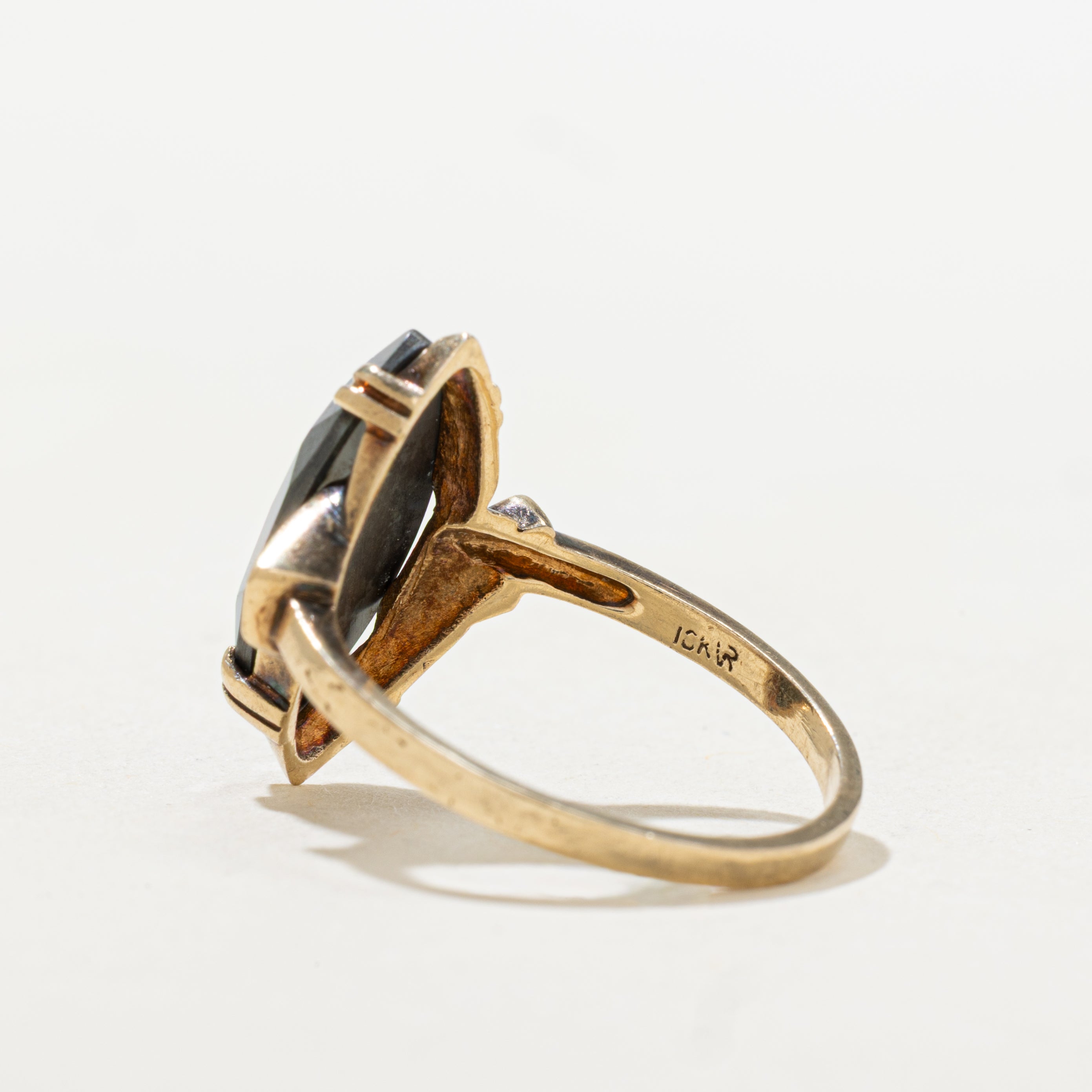 Hematite Bypass Navette Ring | SZ 6.25