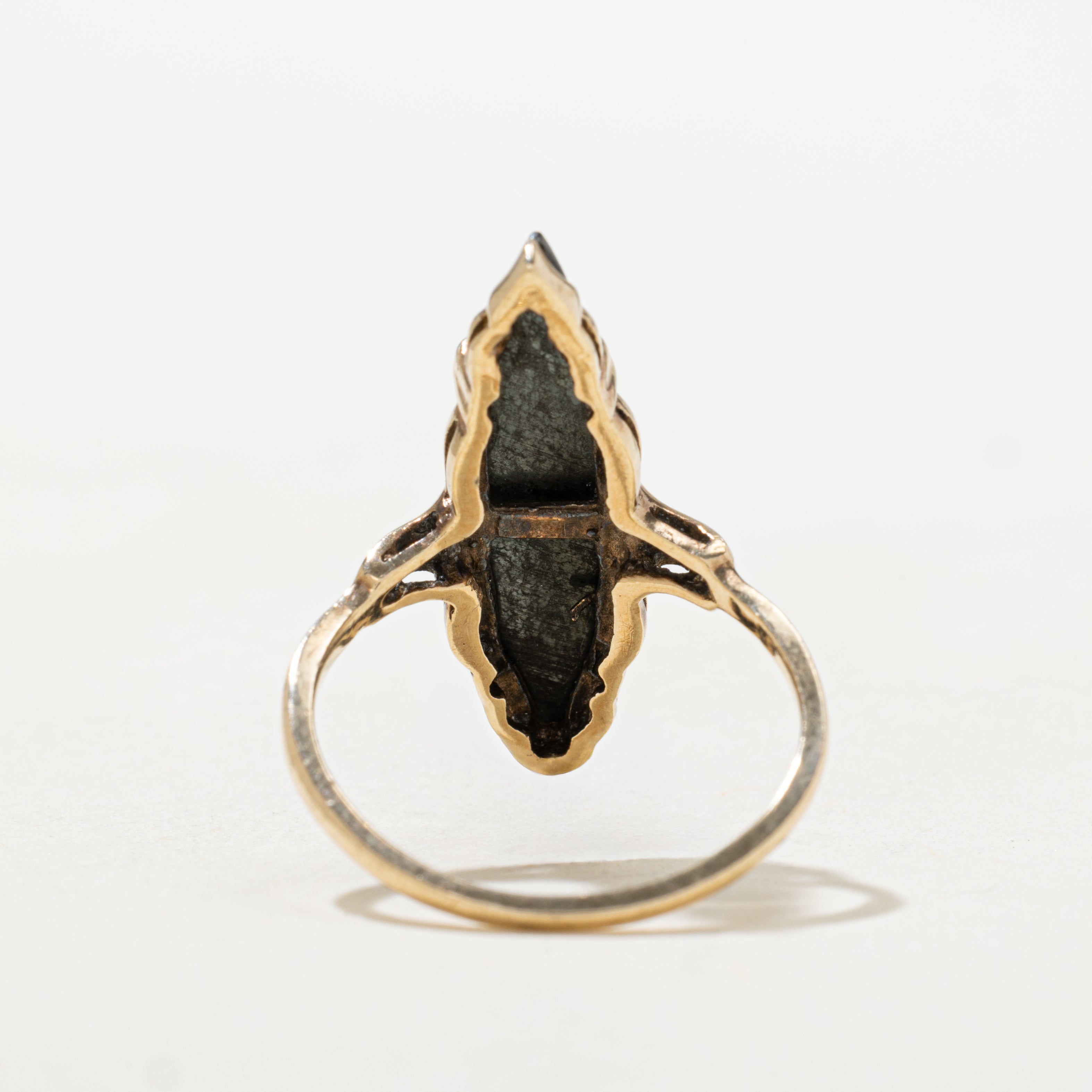 Hematite Textured Navette Ring | SZ 6.25