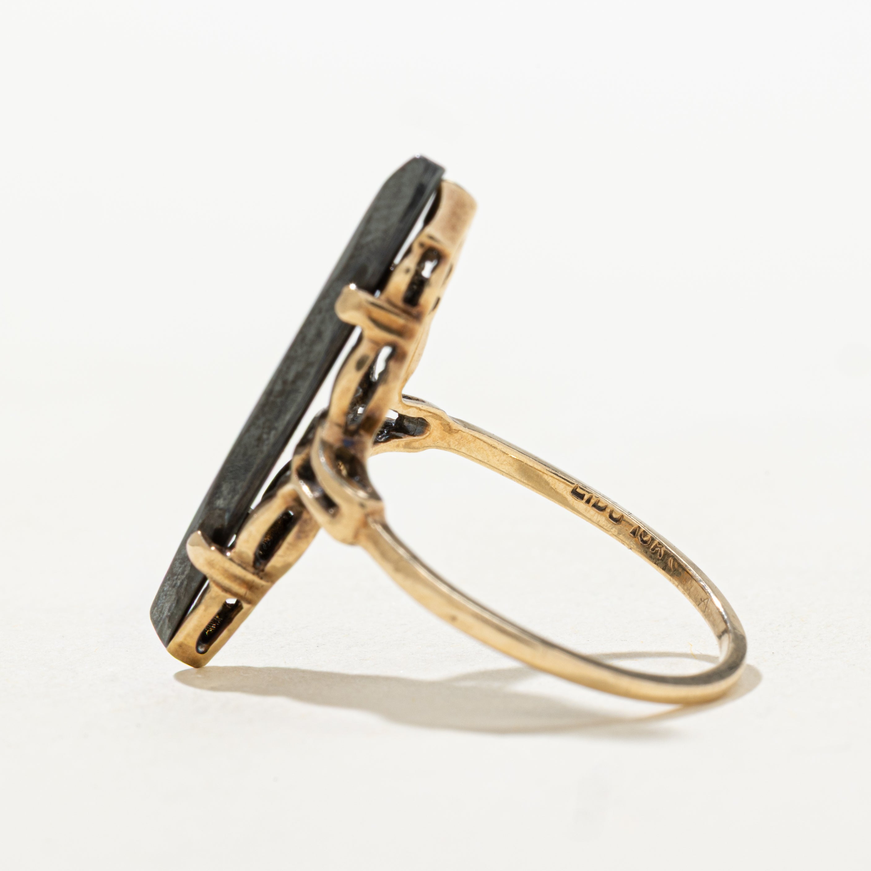 Hematite Textured Navette Ring | SZ 6.25