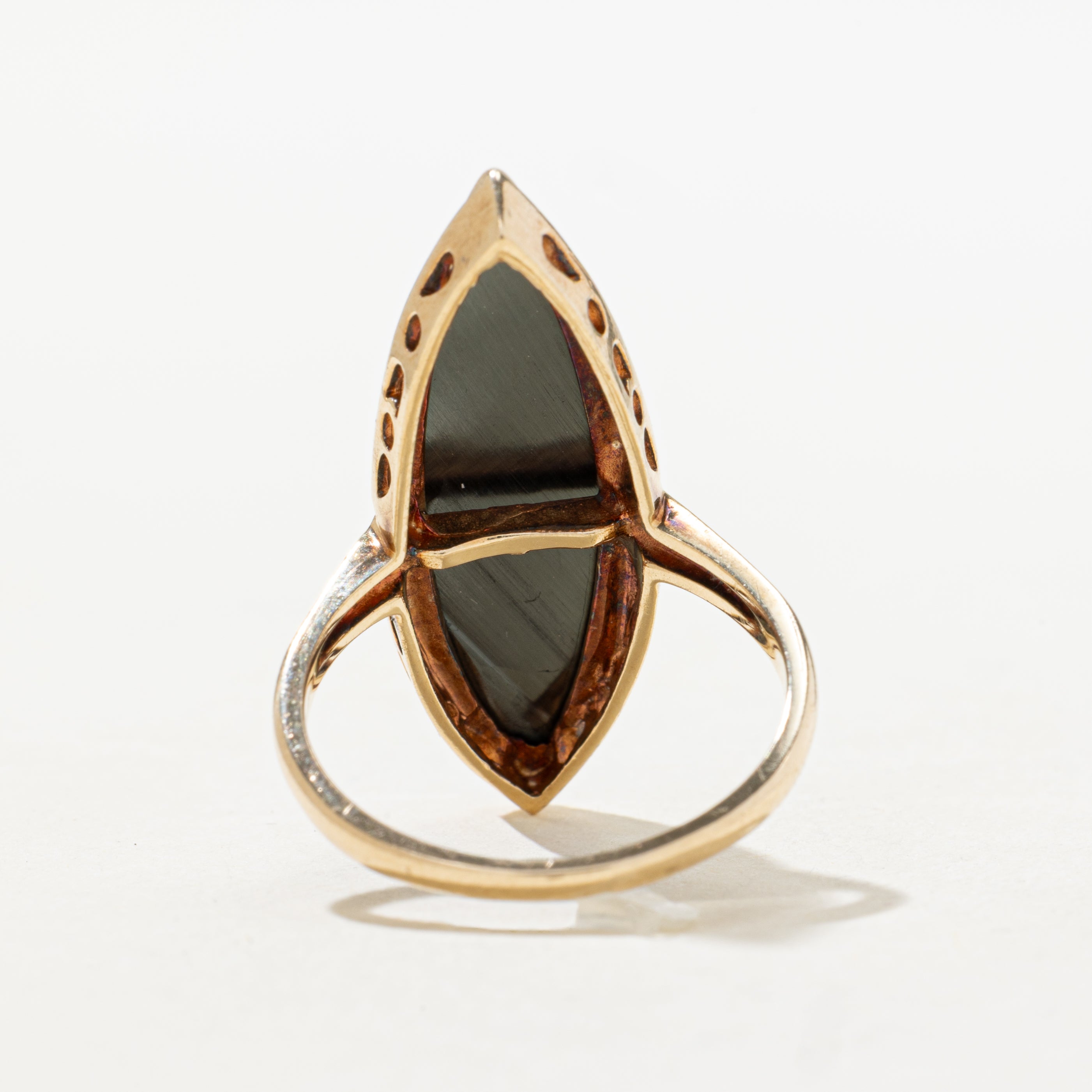 Hematite Textured Navette Ring | SZ 7