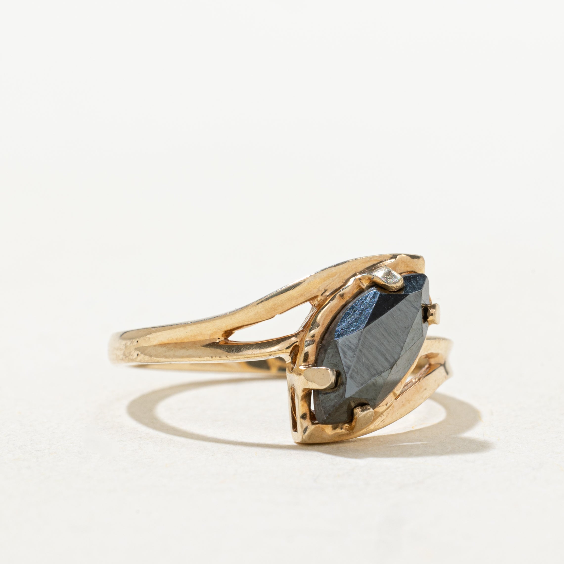 Marquise Cut Hematite Bypass Ring | SZ 6