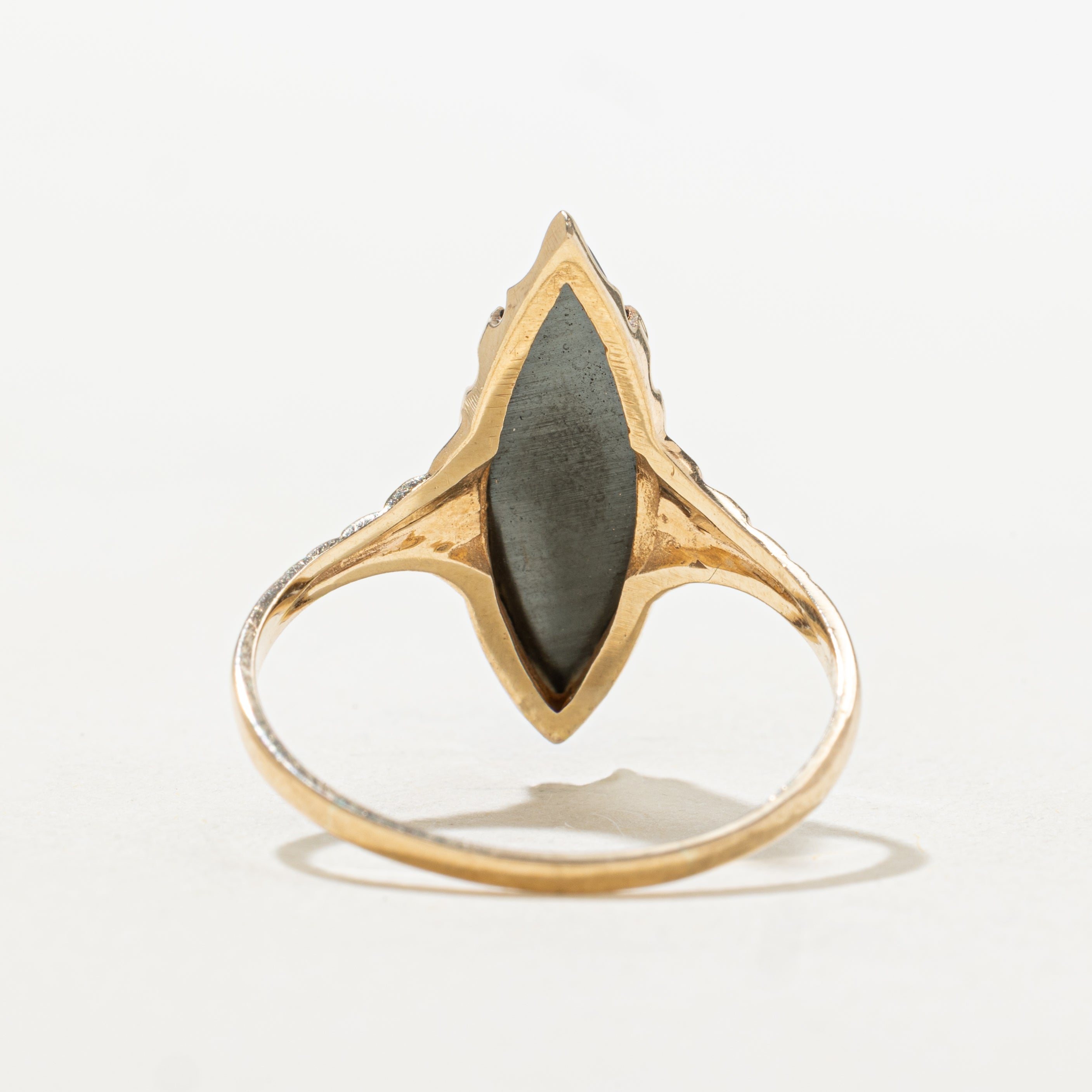 Hematite Textured Navette Ring | SZ 10.25