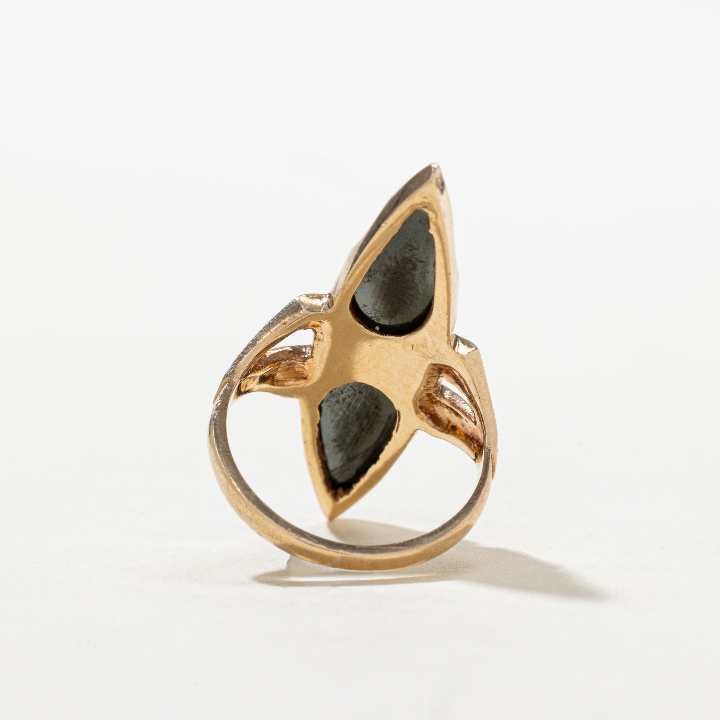 Cabochon Hematite Navette Ring | SZ 3.75