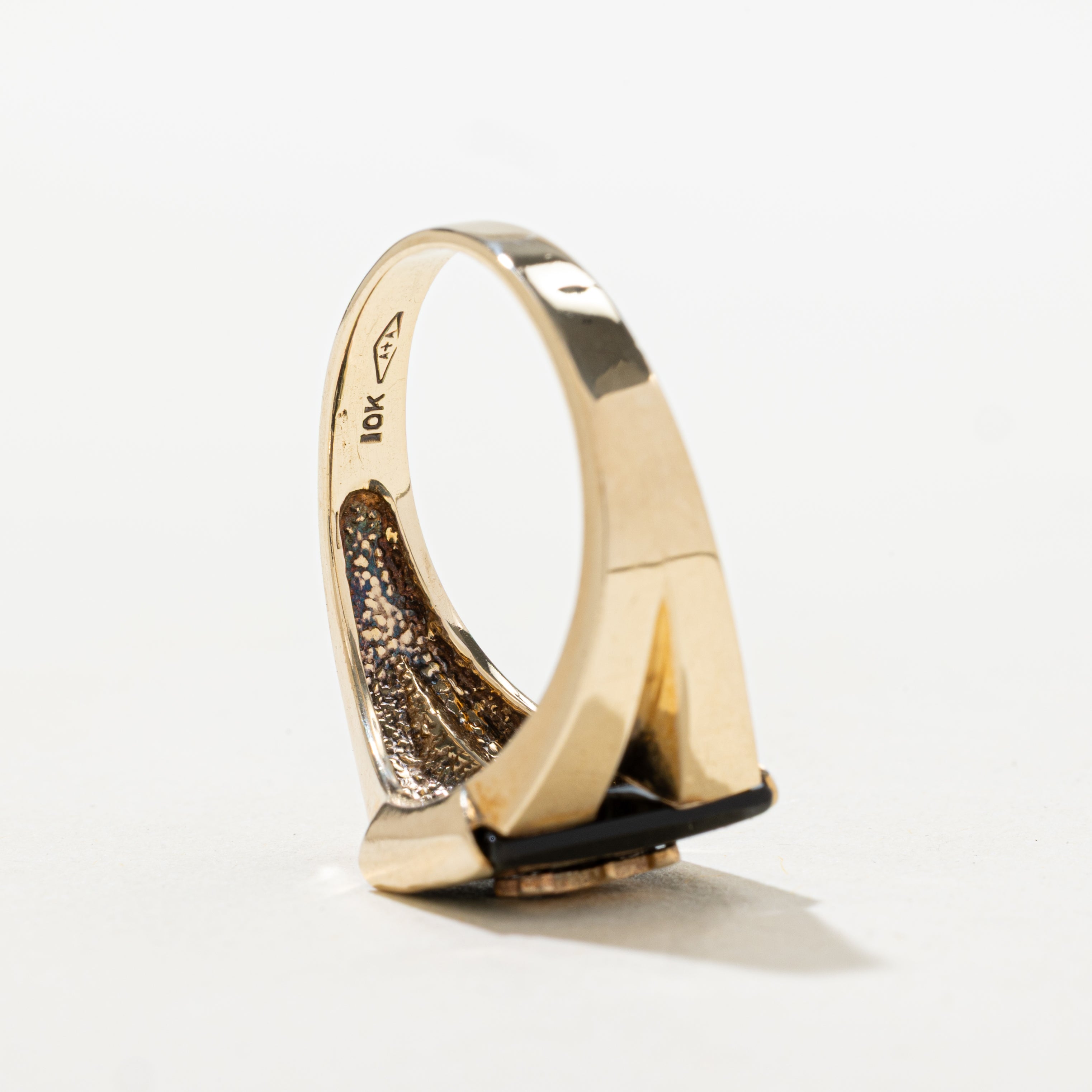 Onyx "F" Initial Signet Ring | SZ 10