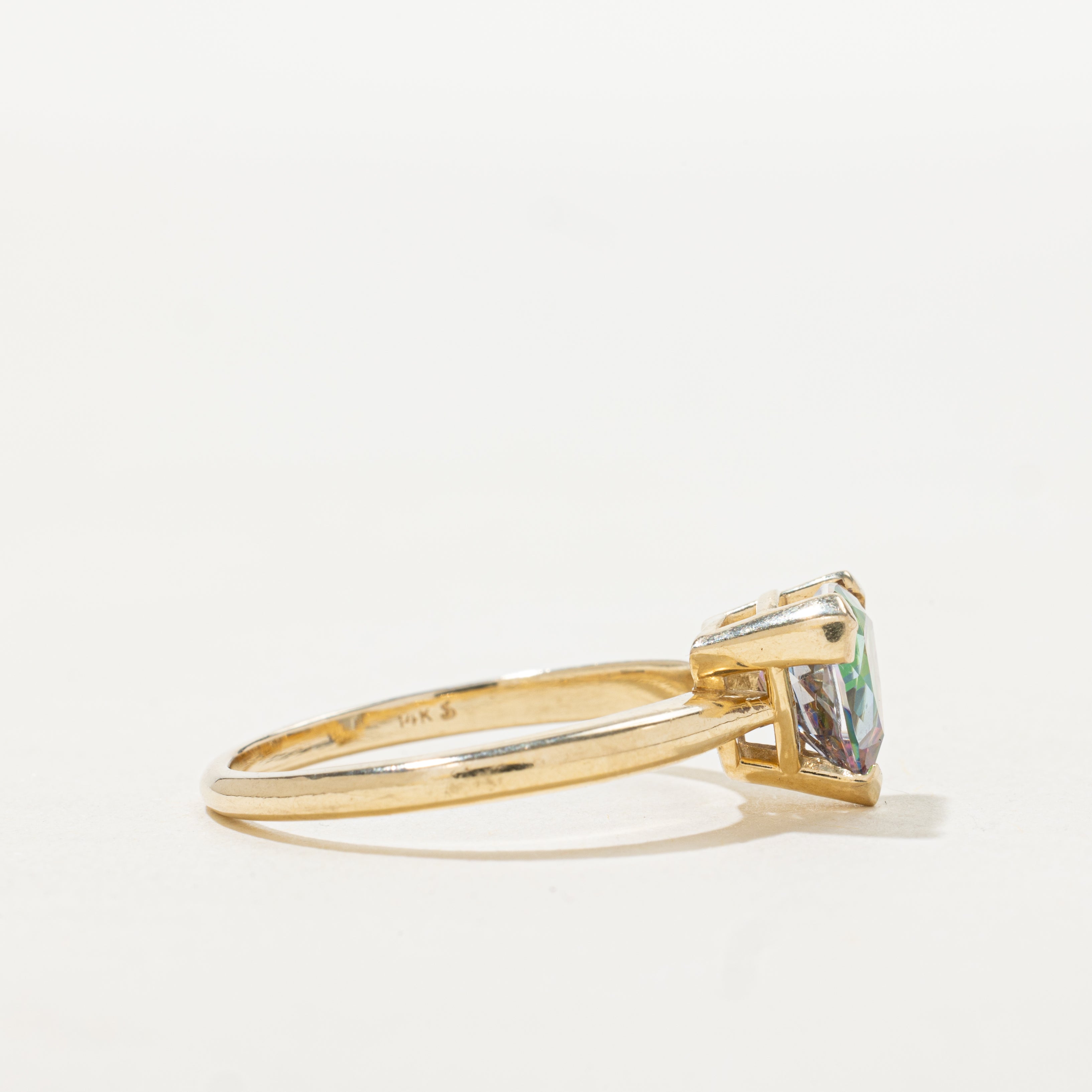 Trillion Cut Mystic Topaz Ring | SZ 8.75