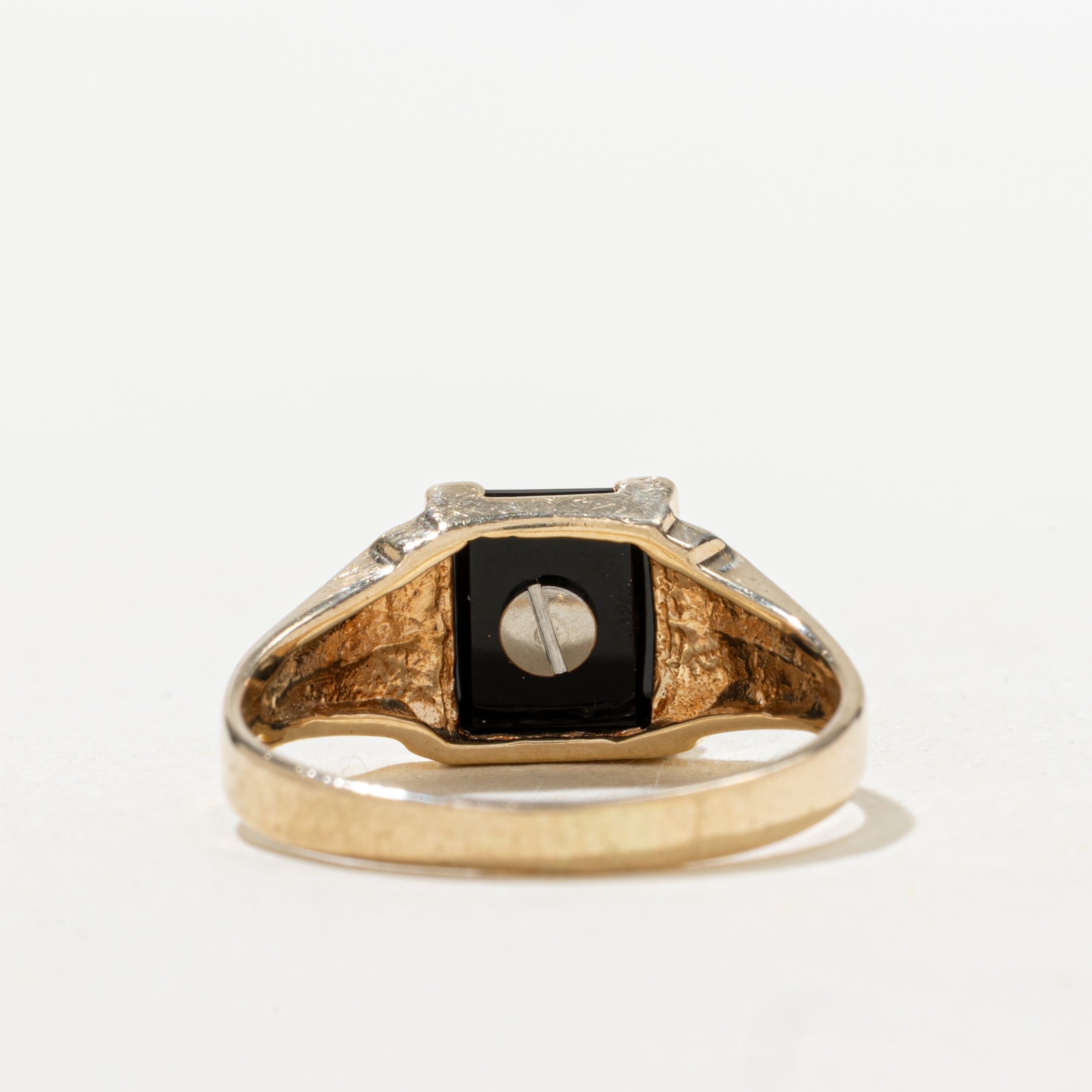 Bague chevalière en onyx avec initiale « M » | Taille 7