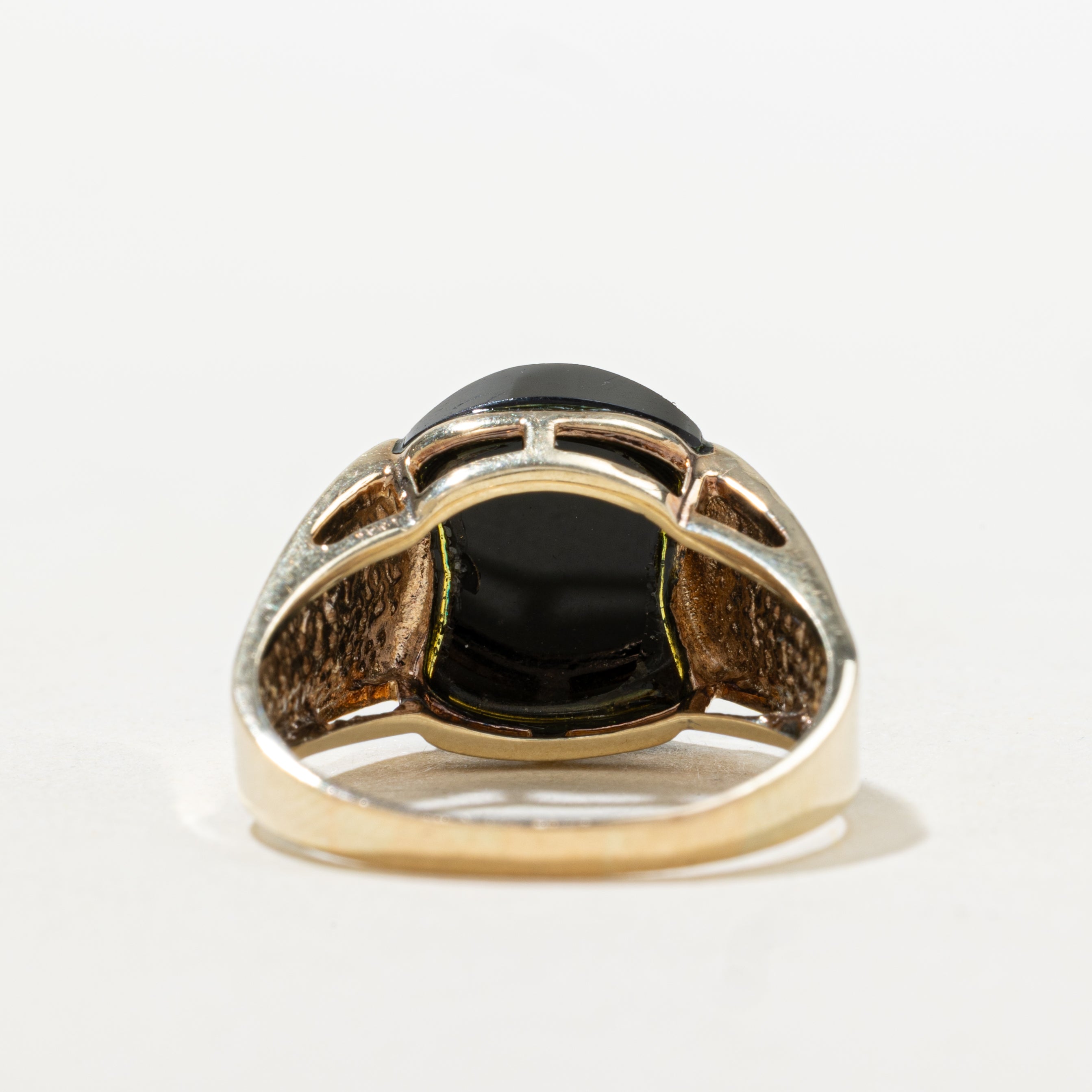Cabochon Modified Inlaid Onyx Ring | SZ 8.75
