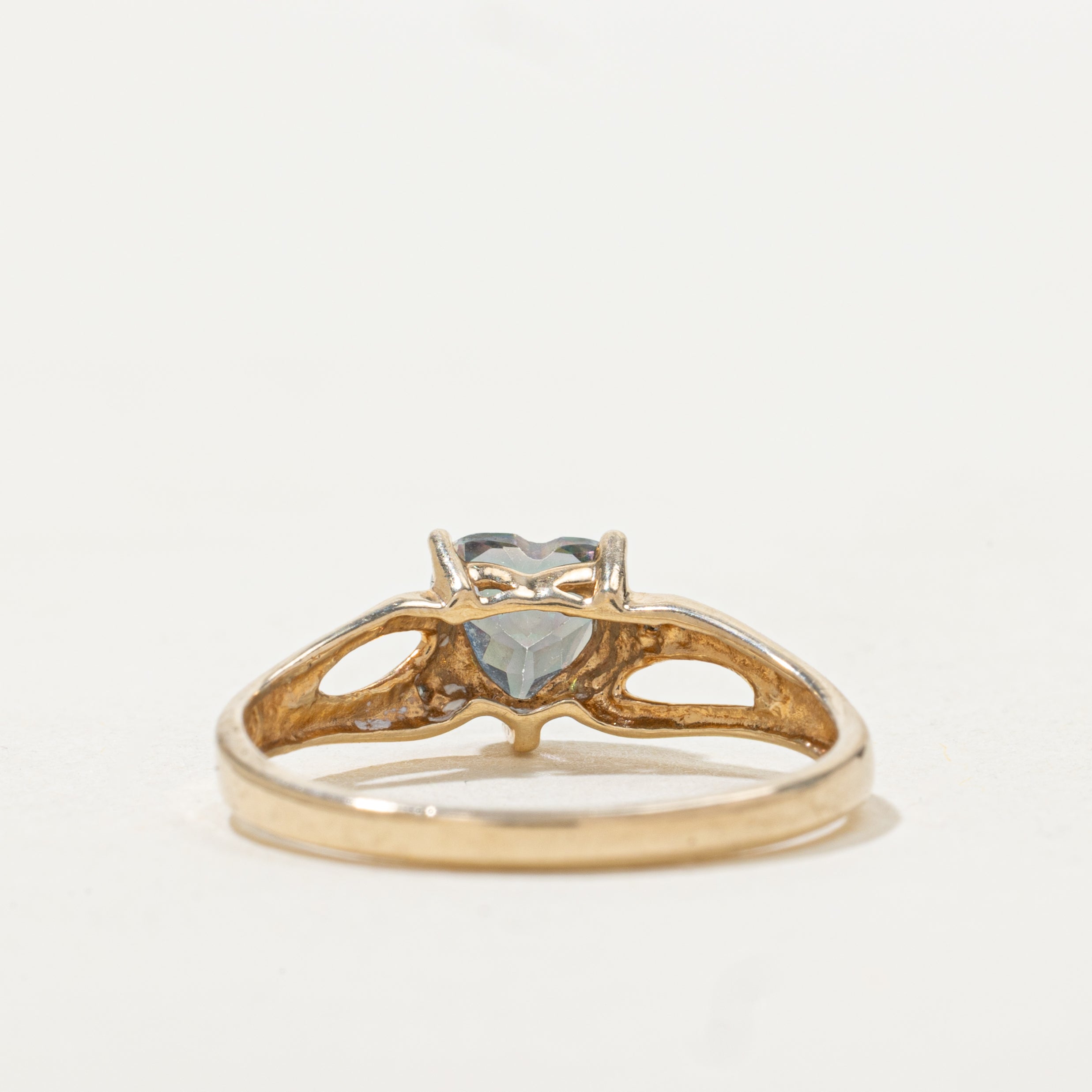 Heart Cut Mystic Topaz & Diamond Cross Over Ring | SZ 7
