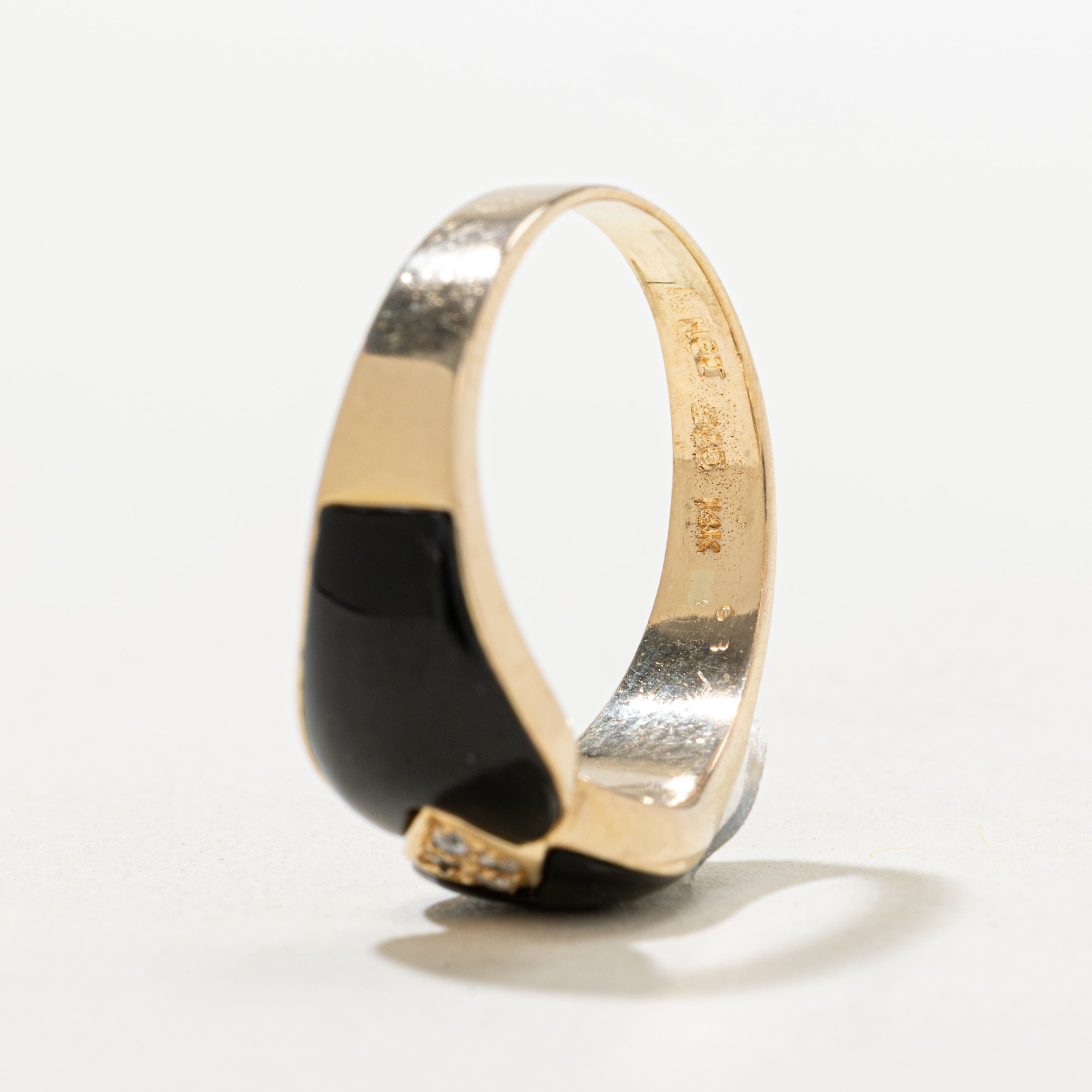 Diamond Cluster & Modified Slab Cut Onyx Ring | SZ 8.25