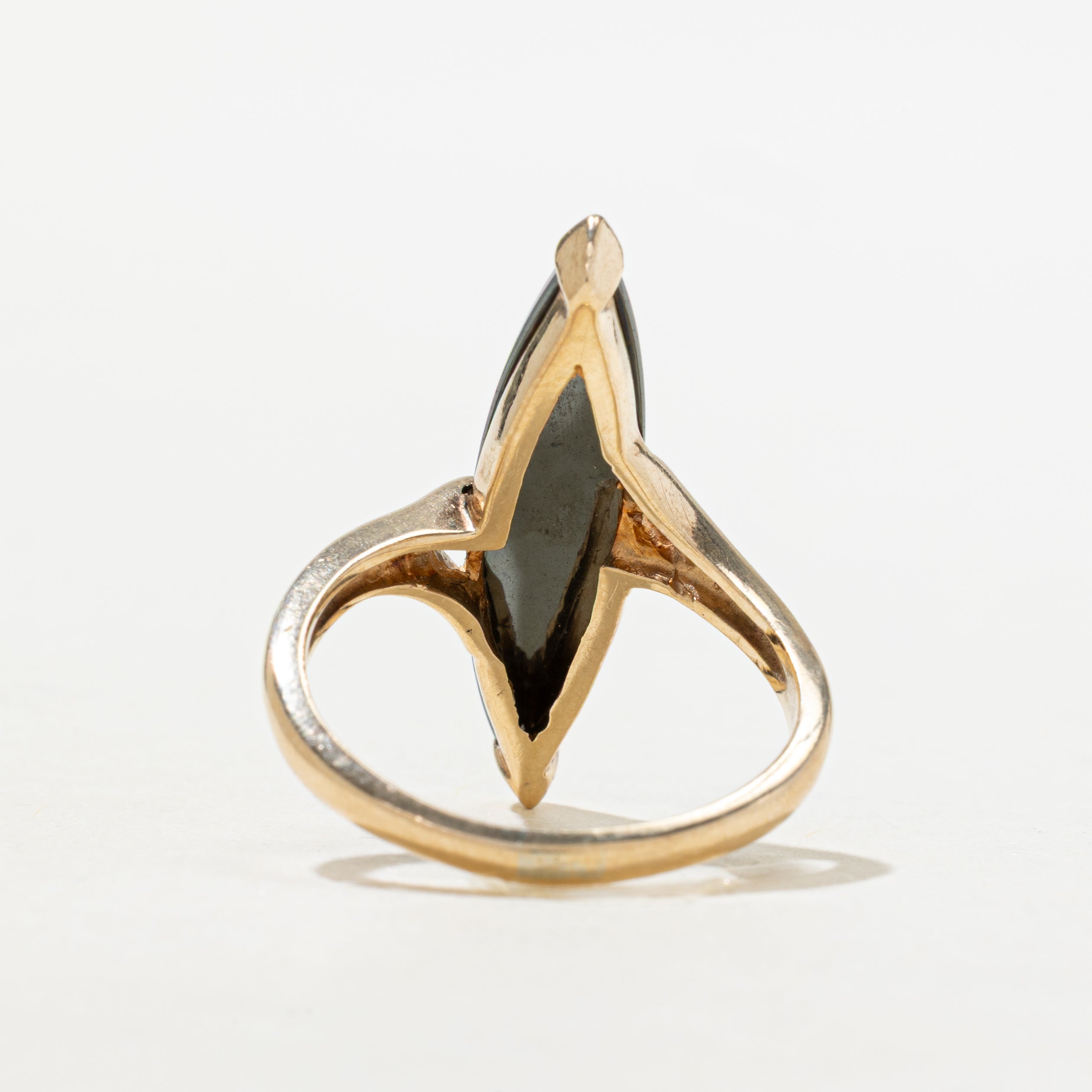 Hematite Bypass Navette Ring | SZ 8