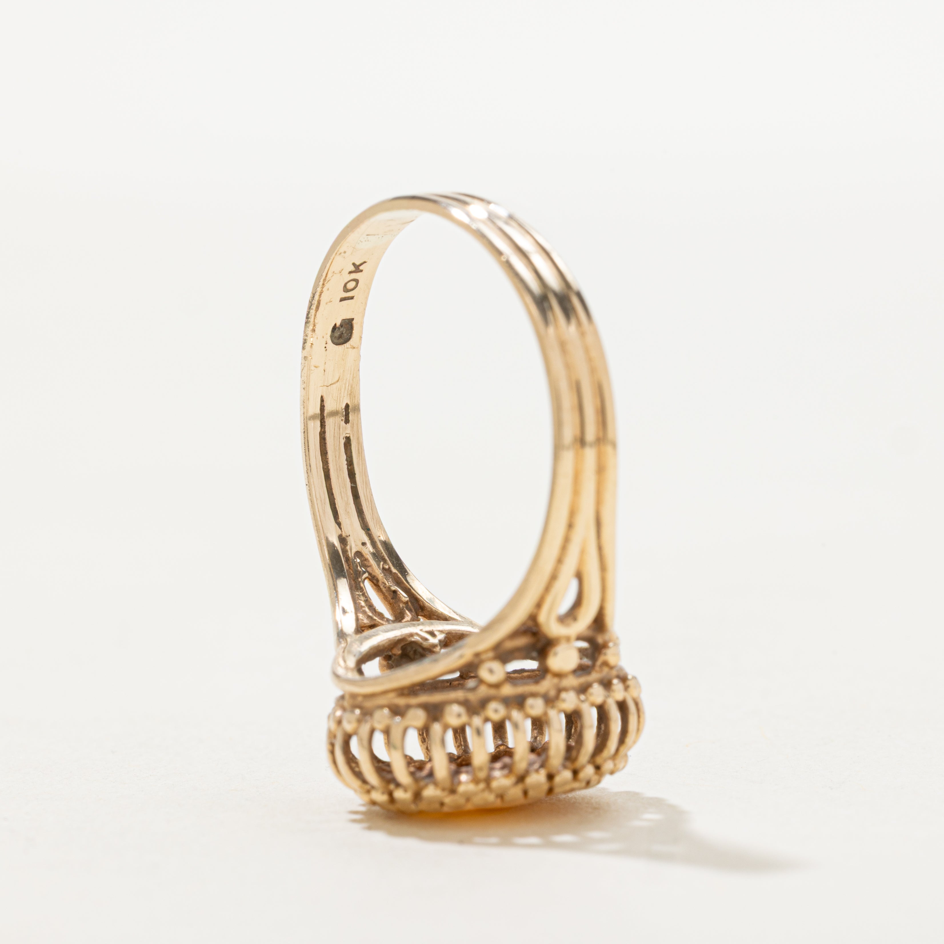 Shell Cameo Textured Open Shank Ring | SZ 9