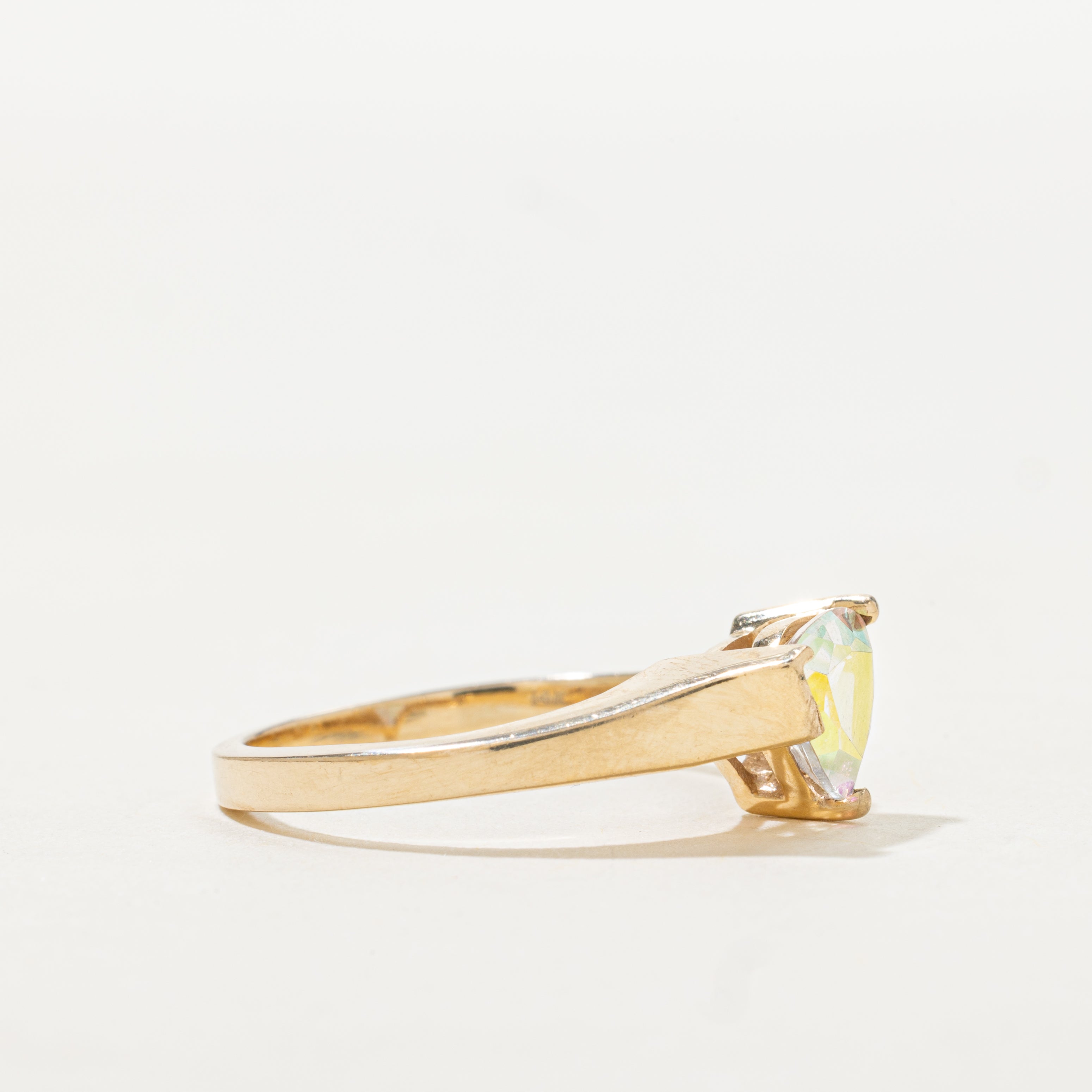 Trillion Cut Mystic Topaz & Diamond Ring | SZ 8.25