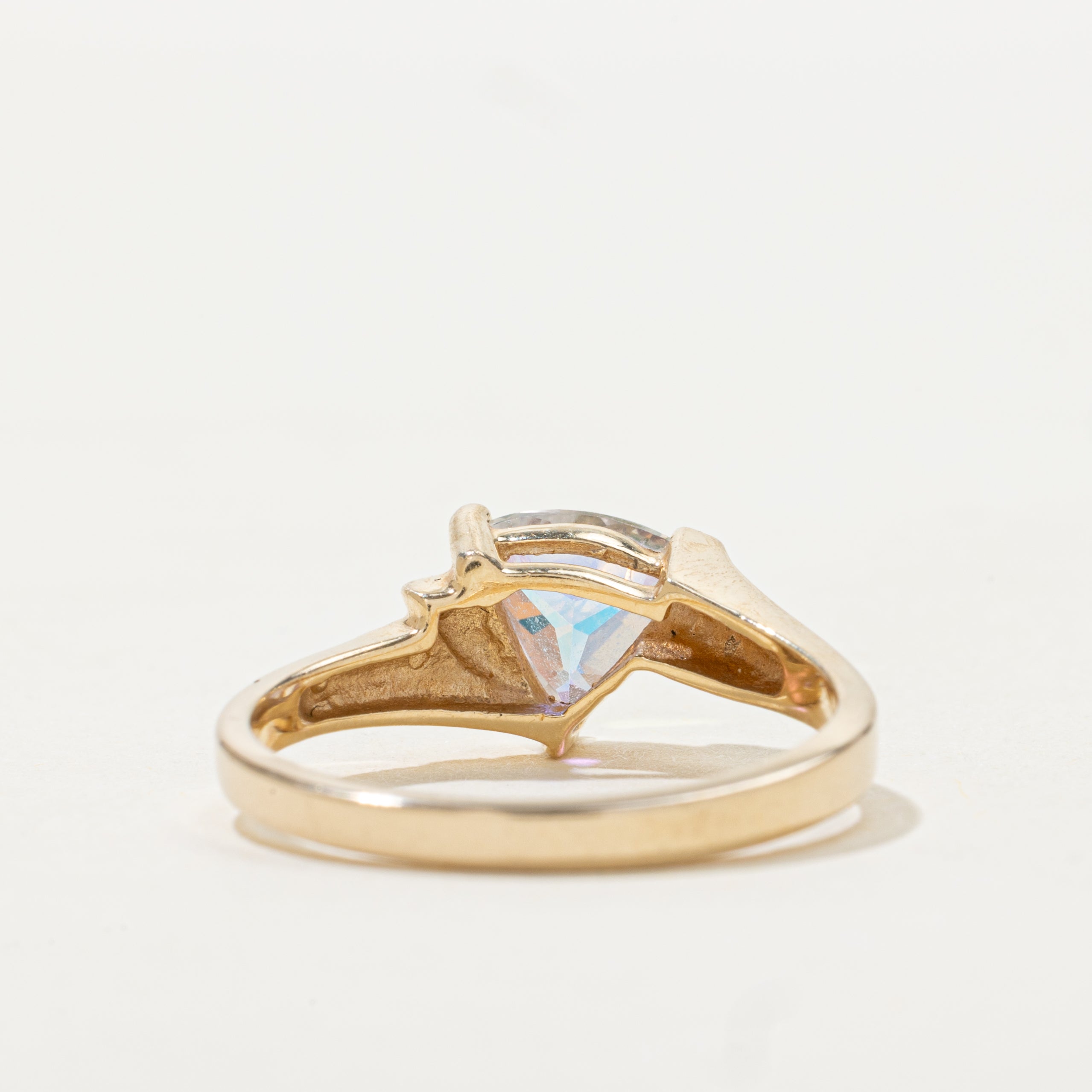 Trillion Cut Mystic Topaz & Diamond Ring | SZ 8.25