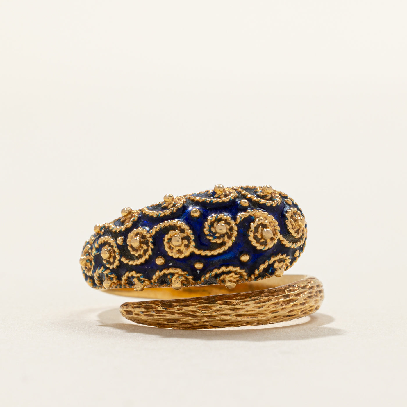 Vintage blue Enamel bypass ring | SZ 7