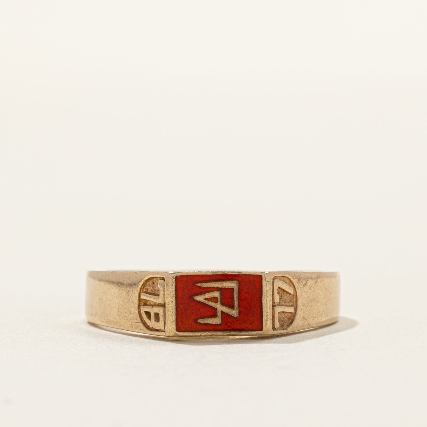 10k Yellow Gold Enamel "7778" Signet Ring | SZ 9