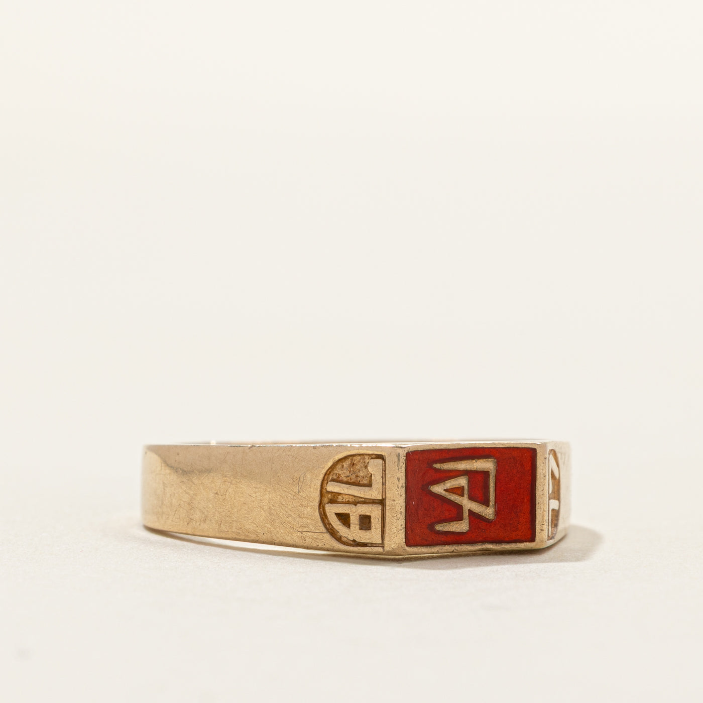 10k Yellow Gold Enamel "7778" Signet Ring | SZ 9