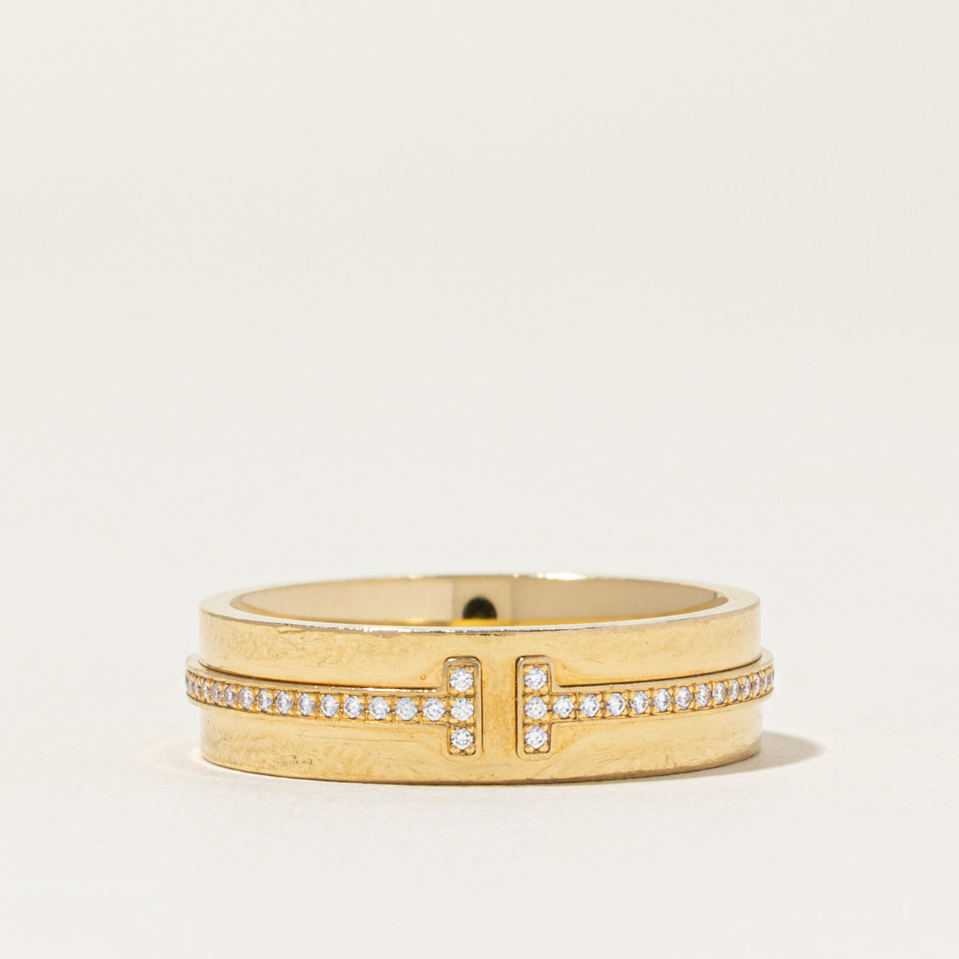 Bague Tiffany T Wide en diamant « Tiffany & Co » | 0,13 ct | 5,5 mm | Taille 7,5