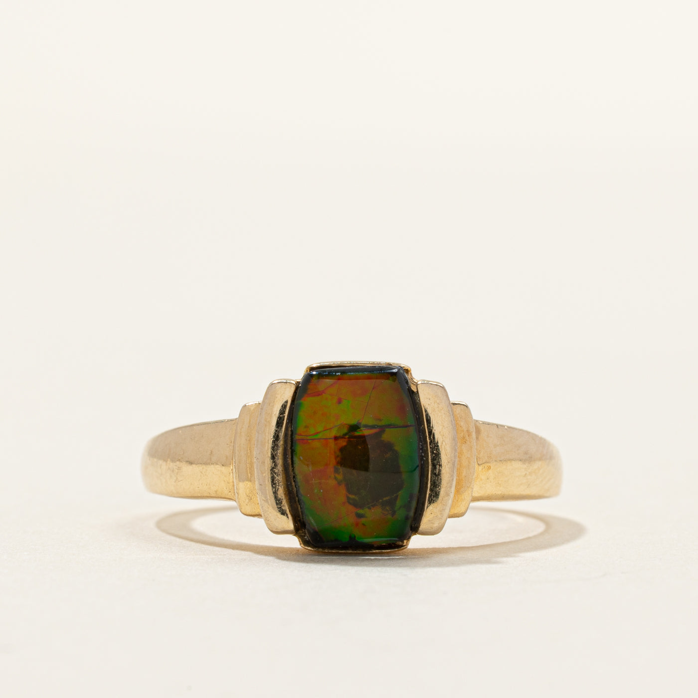 Cabochon Ammolite Step Design Ring | SZ 9.5