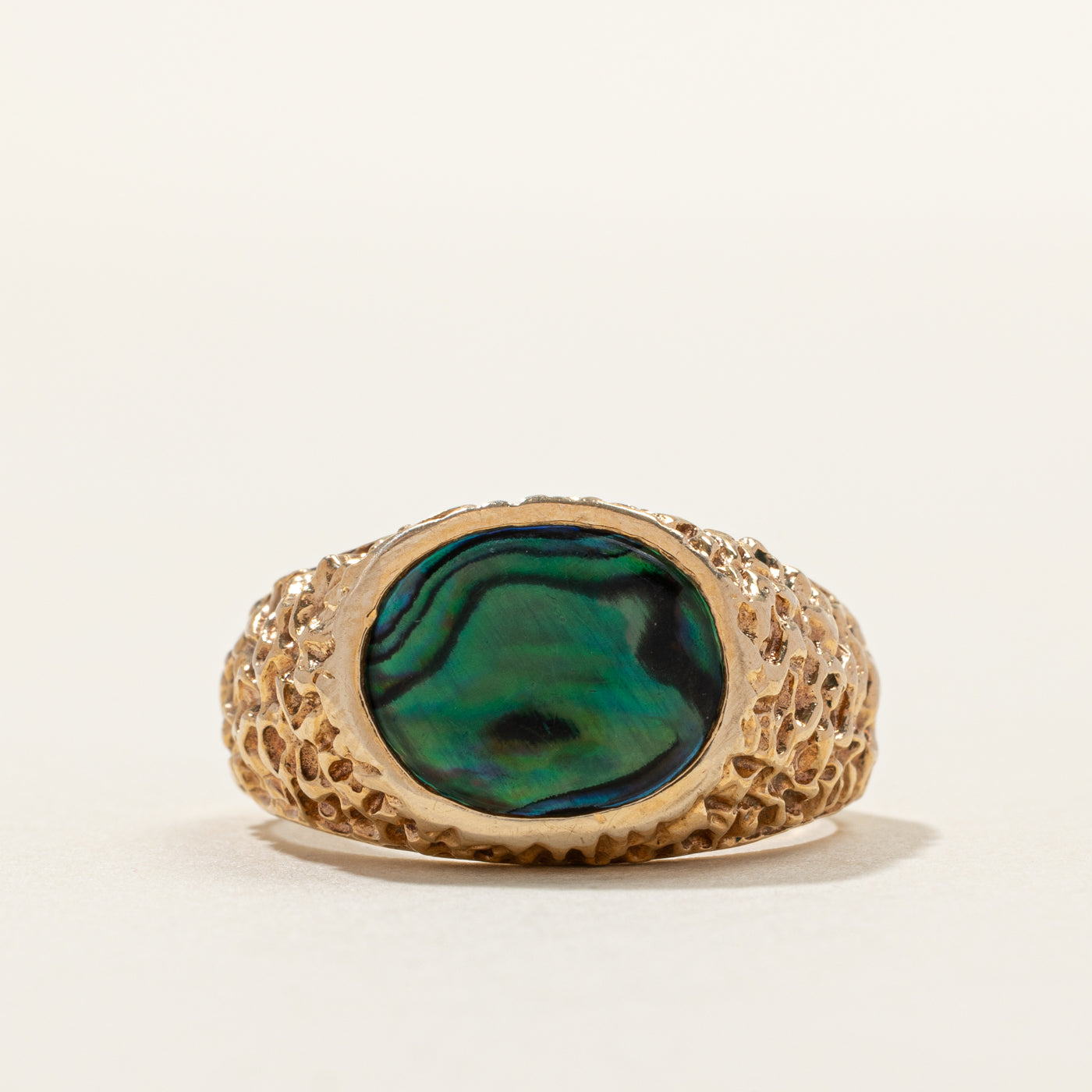 East West Abalone Shell Signet Ring | SZ 8.25