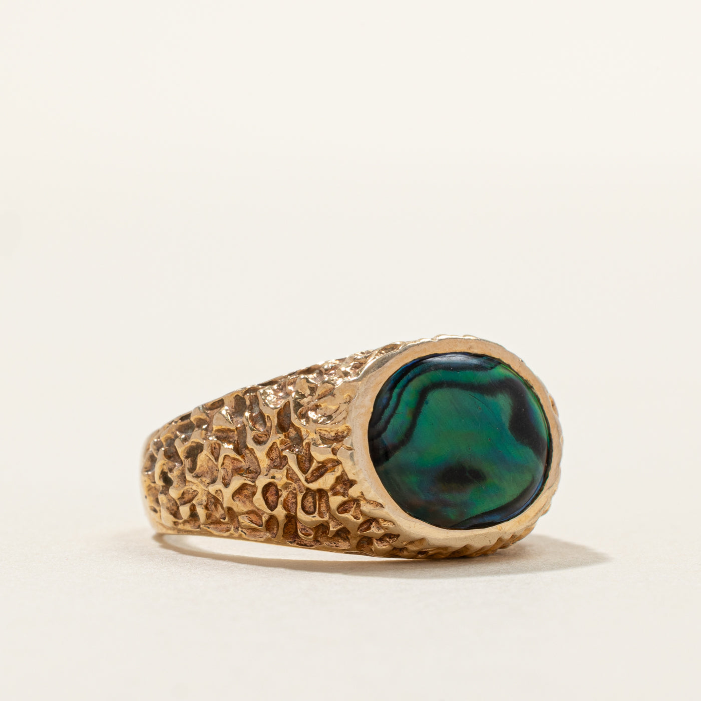 East West Abalone Shell Signet Ring | SZ 8.25